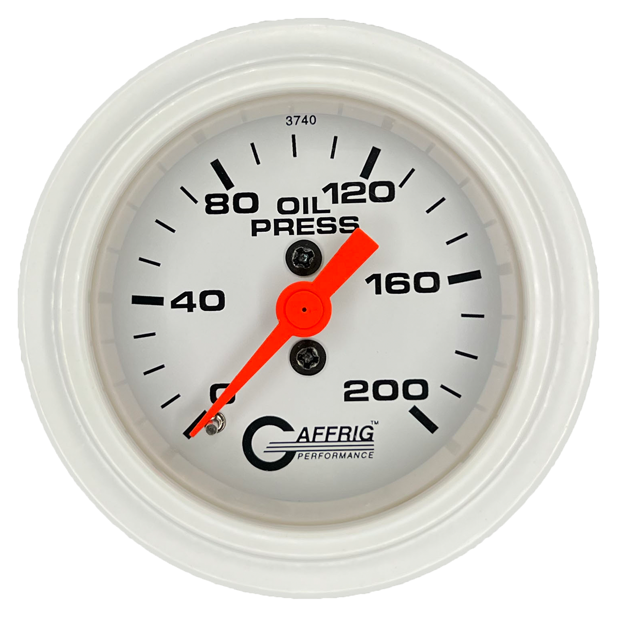 GAFFRIG PART #6514 2 INCH MECHANICAL OIL PRESSURE MARINE BOAT GAUGE 0-200 PSI WHITE