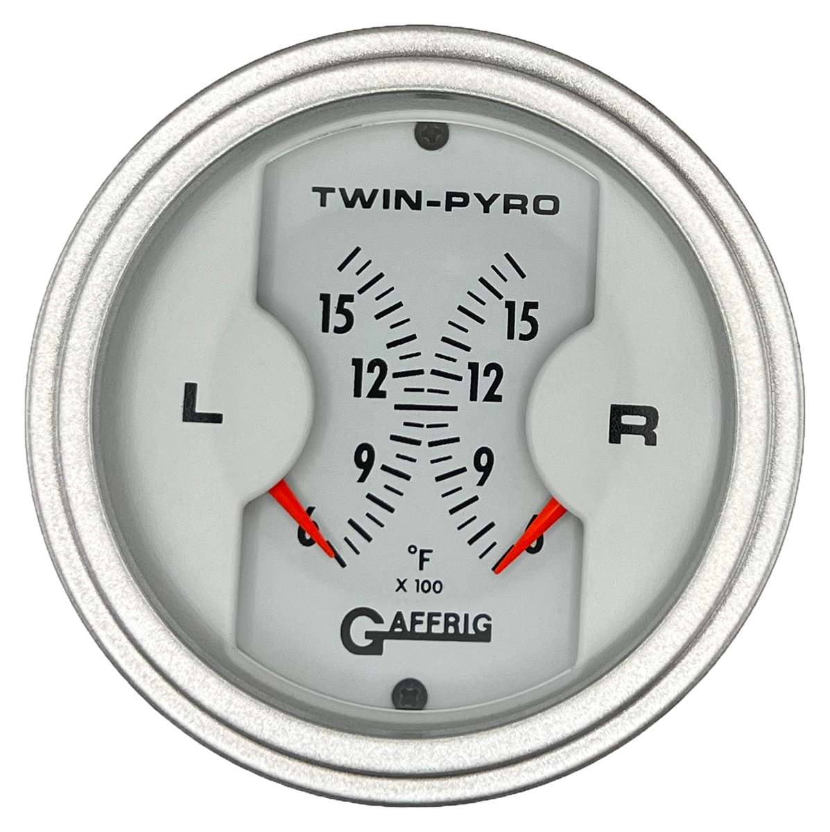 #6526 3 INCH MECHANICAL DUAL PYROMETER 600 - 1600 F WHITE Platinum / Step