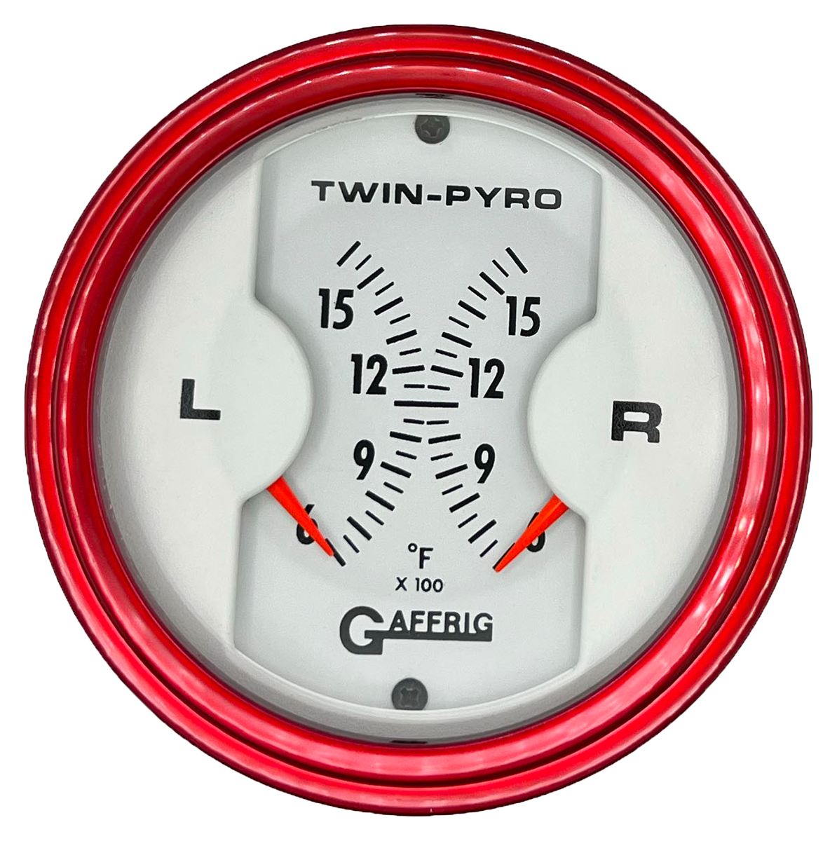 #6526 3 INCH MECHANICAL DUAL PYROMETER 600 - 1600 F WHITE Red / Step