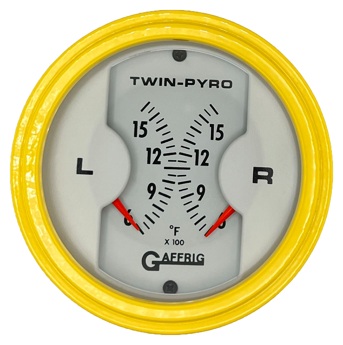#6526 3 INCH MECHANICAL DUAL PYROMETER 600 - 1600 F WHITE Yellow / Step