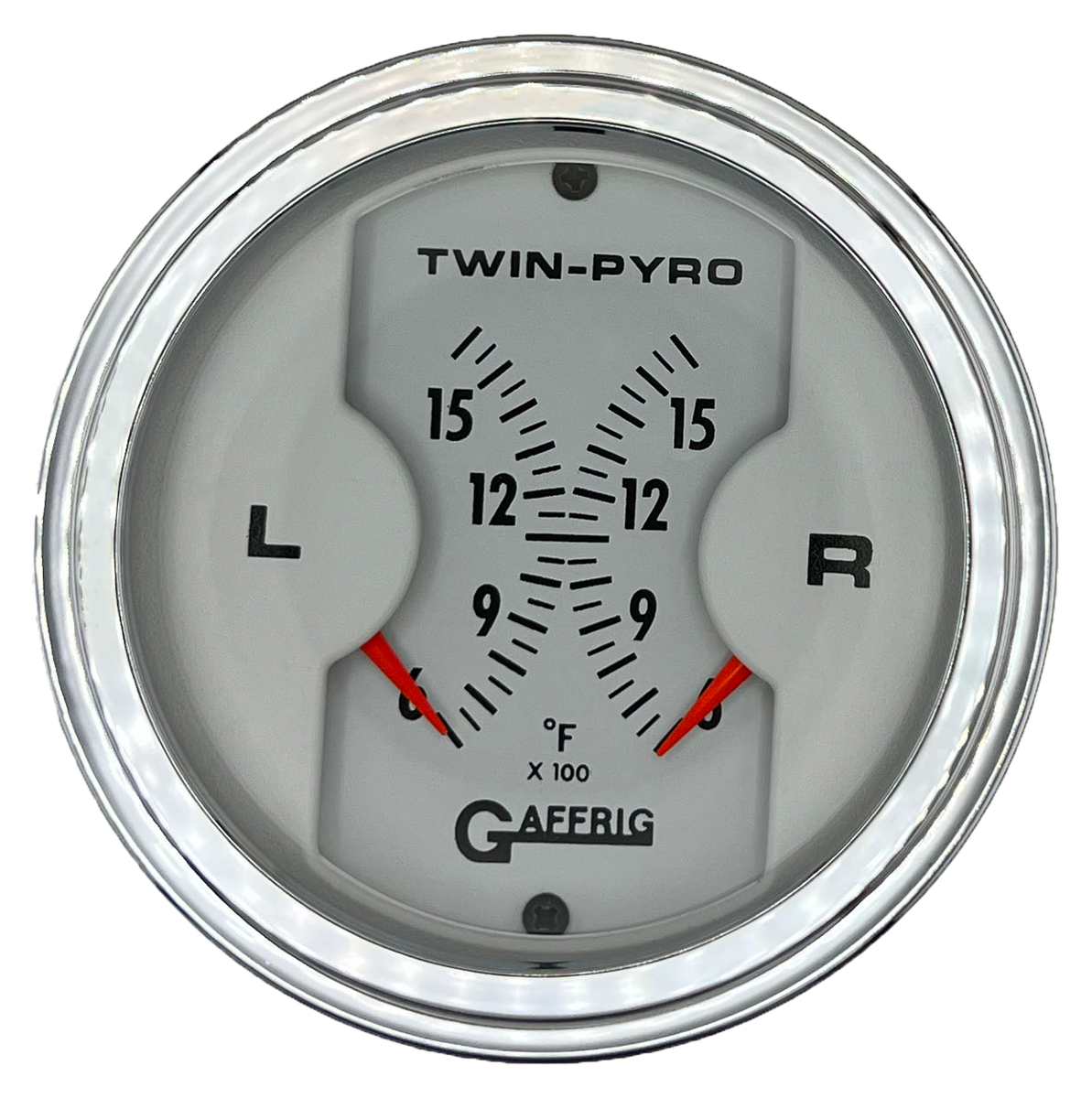 #6526 3 INCH MECHANICAL DUAL PYROMETER 600 - 1600 F WHITE Chrome / Step