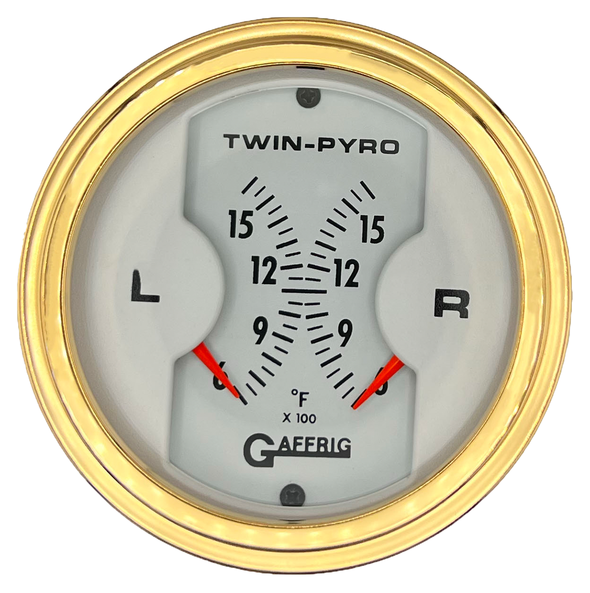 #6526 3 INCH MECHANICAL DUAL PYROMETER 600 - 1600 F WHITE Gold / Step
