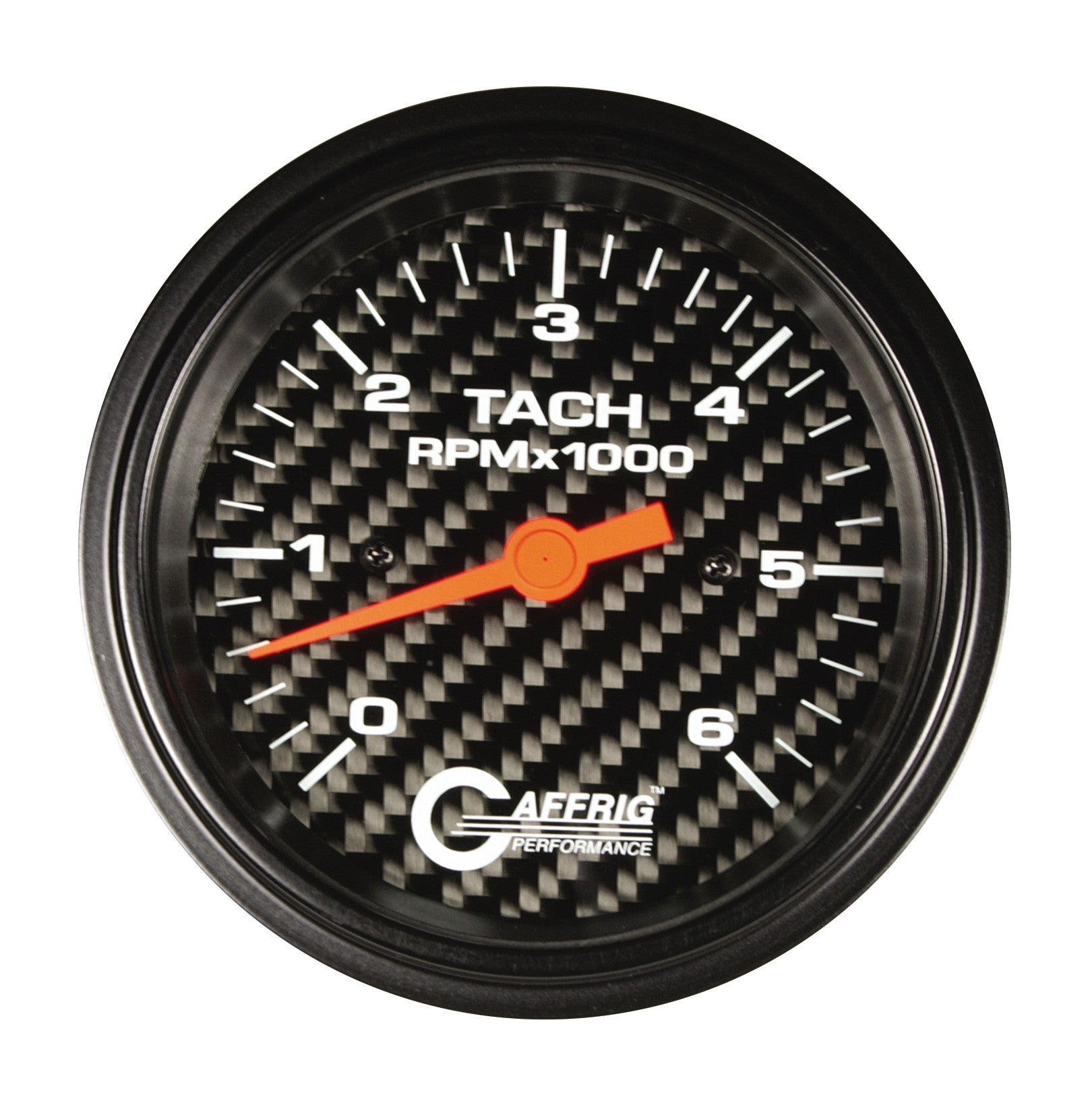 GAFFRIG PART #4253 3 3/8 INCH ELECTRIC TACHOMETER GAUGE 0-6000 RPM CARBON FIBER