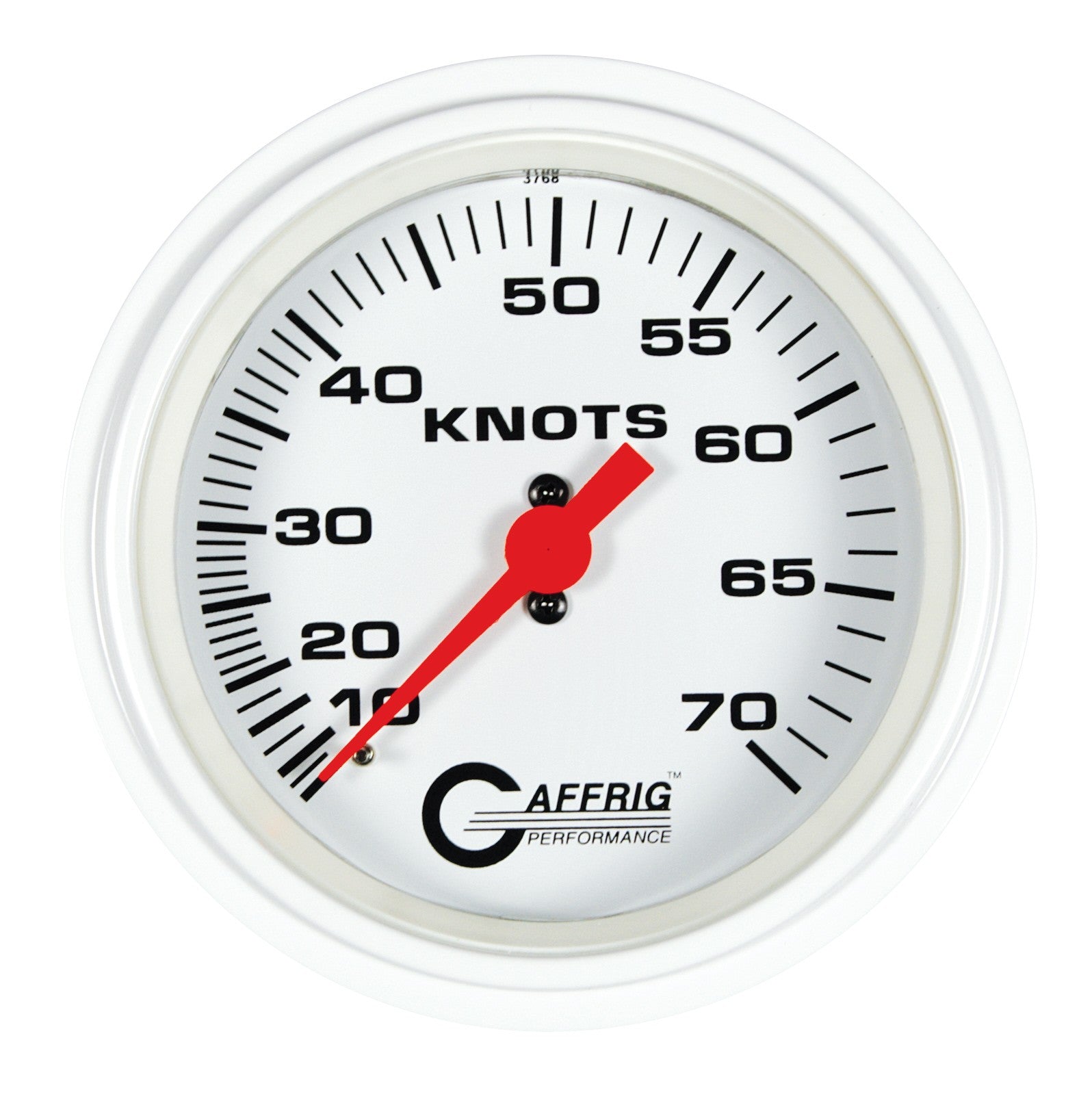 GAFFRIG PART #5860 3 3/8 INCH MECHANICAL DRY INTERNATIONAL SPEEDOMETER GAUGE 70 KNOTS HEAD ONLY WHITE