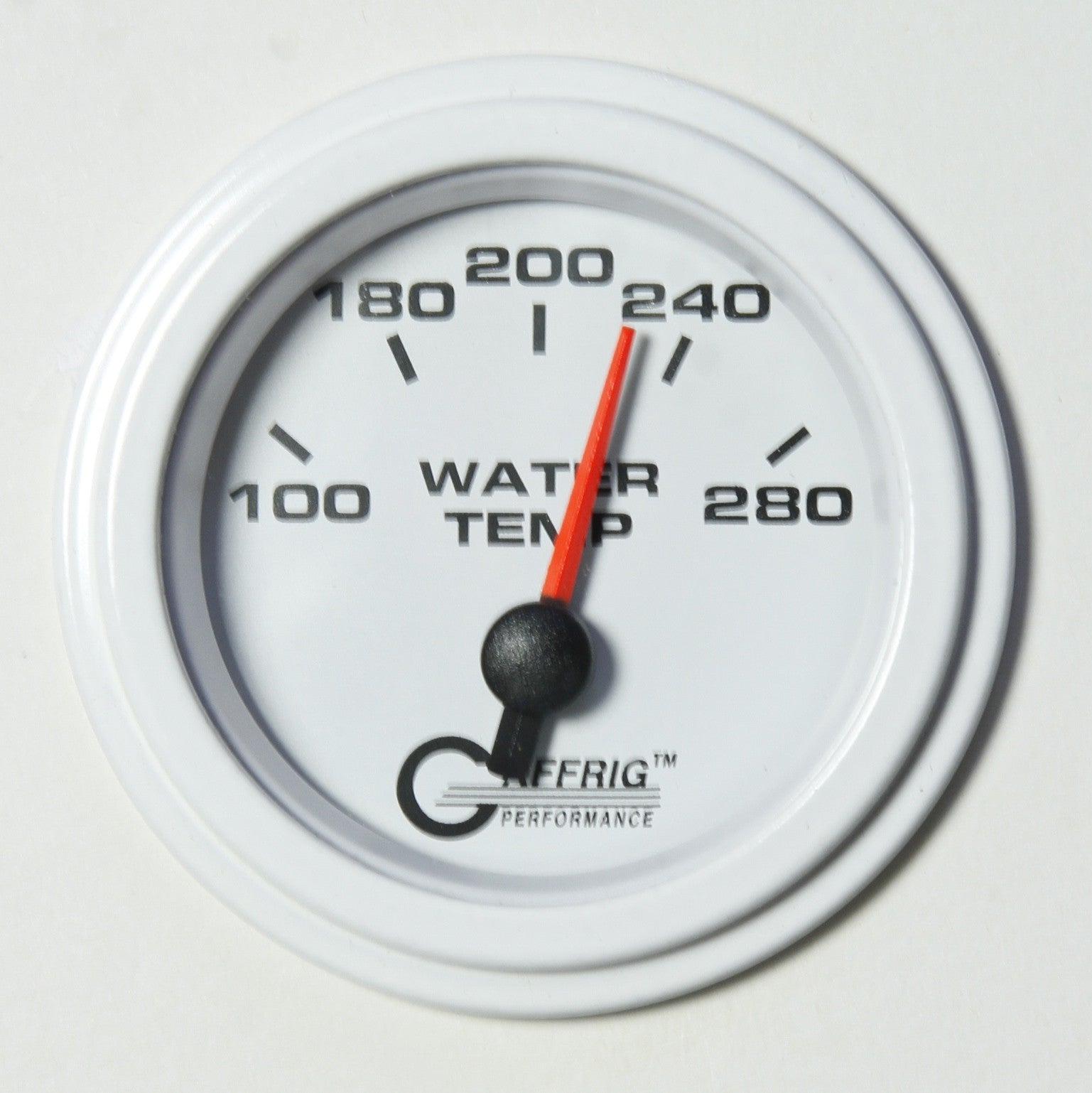 GAFFRIG PART #5542 2 INCH ELECTRIC HIGH WATER TEMPERATURE MARINE BOAT GAUGE 100-280 F WHITE