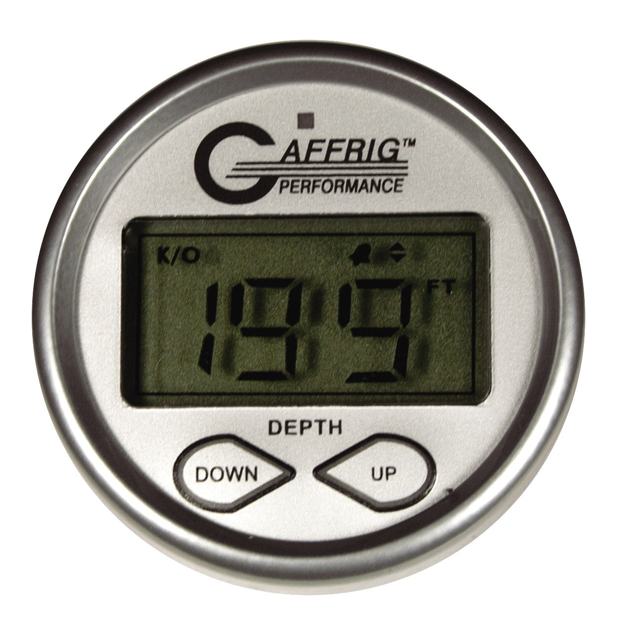GAFFRIG PART #5807 2 INCH HIGH PERFORMANCE DIGITAL DEPTH SOUNDER MARINE BOAT GAUGE KIT-PLATINUM- W/ALARM AIR & WATER TEMP. AND TRANSDUCER