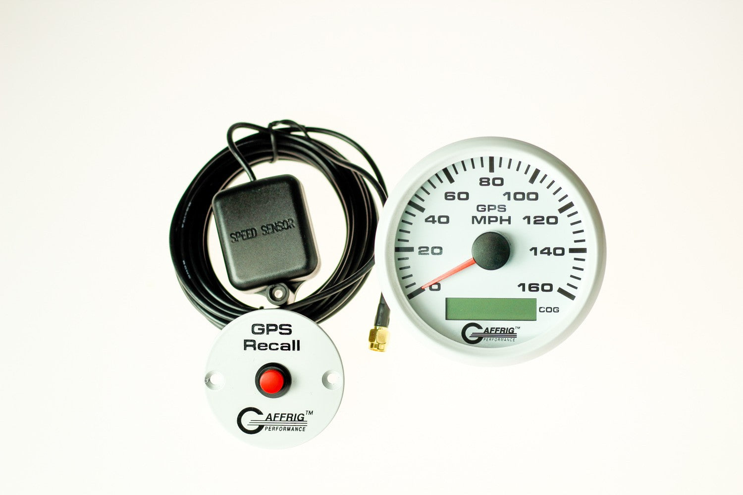 GAFFRIG PART #184516 3 3/8 INCH GPS ANALOG 160 MPH SPEEDOMETER GAUGE KIT WHITE