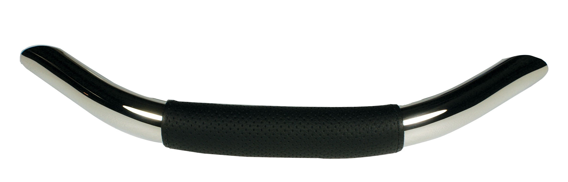 GAFFRIG PART #1911 SMALL STAINLESS GRAB HANDLE - BLACK LEATHER WRAP