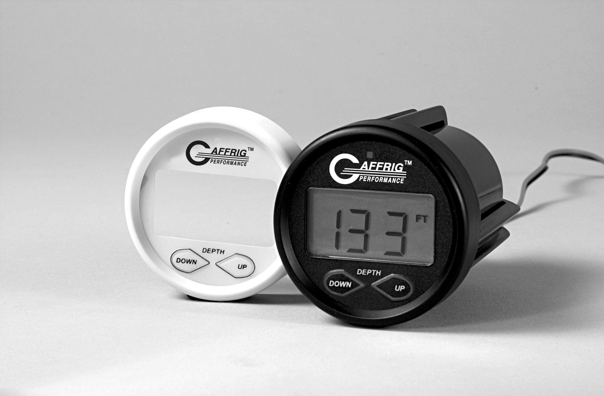 GAFFRIG PART #5005 2 INCH HIGH PERFORMANCE DIGITAL DEPTH SOUNDER GAUGE KIT WHITE W/ALARM - WHITE