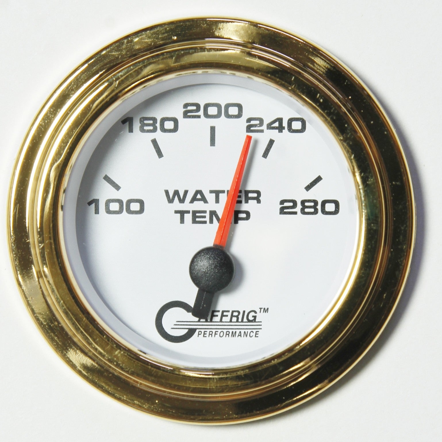 GAFFRIG PART #5542 2 INCH ELECTRIC HIGH WATER TEMPERATURE MARINE BOAT GAUGE 100-280 F WHITE