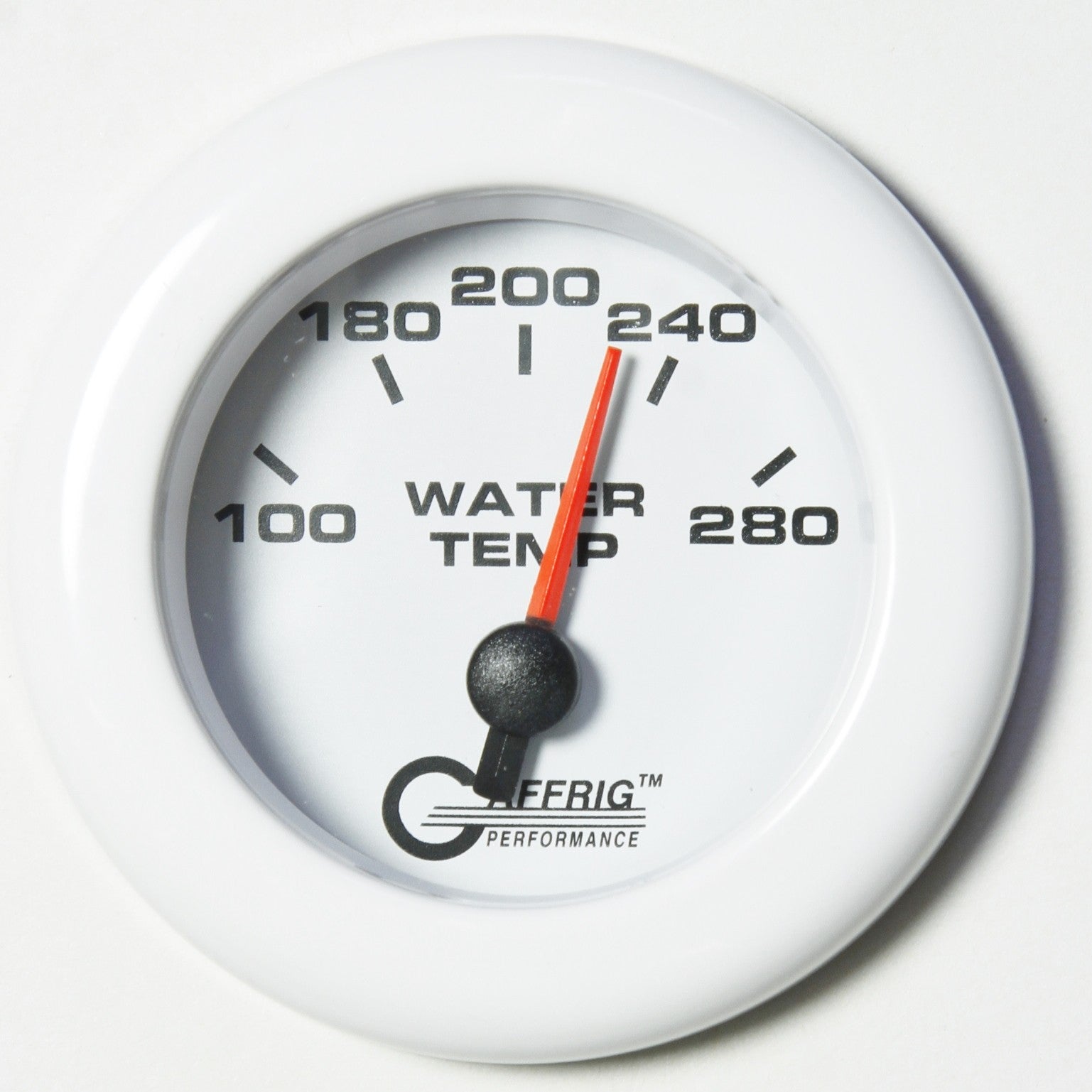 GAFFRIG PART #5542 2 INCH ELECTRIC HIGH WATER TEMPERATURE MARINE BOAT GAUGE 100-280 F WHITE
