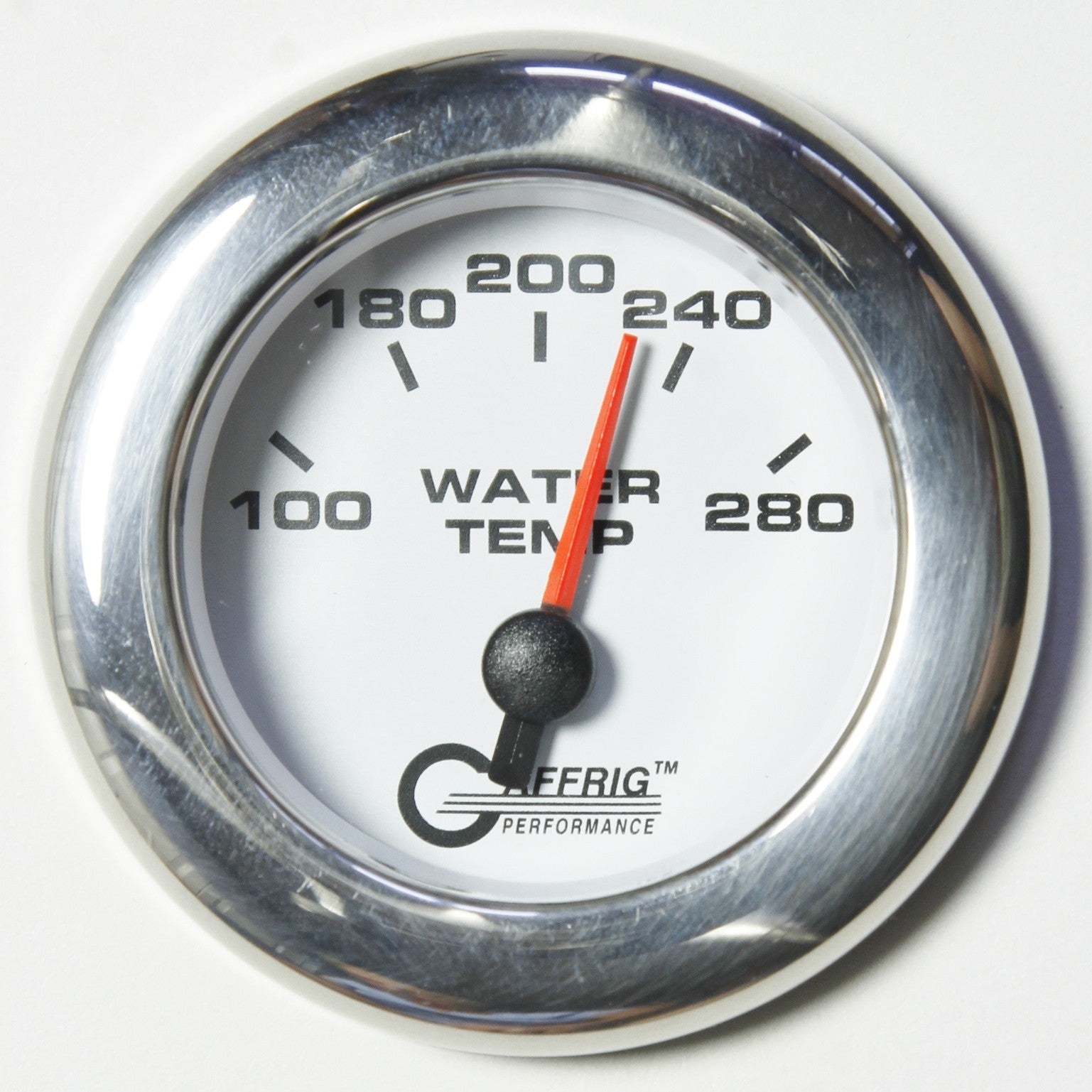 GAFFRIG PART #5542 2 INCH ELECTRIC HIGH WATER TEMPERATURE MARINE BOAT GAUGE 100-280 F WHITE
