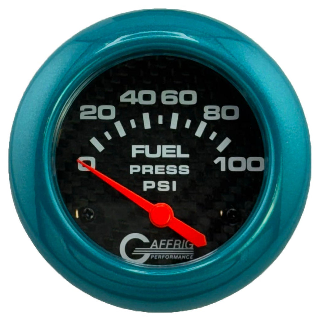 GAFFRIG PART #12008 2 5/8 INCH ELECTRIC FUEL PRESSURE GAUGE 0-100 PSI CARBON FIBER - INCLUDES SENDER