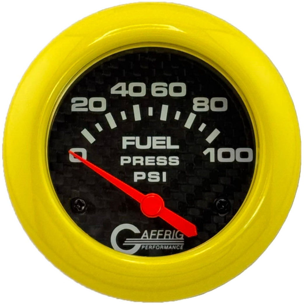 GAFFRIG PART #12008 2 5/8 INCH ELECTRIC FUEL PRESSURE GAUGE 0-100 PSI CARBON FIBER - INCLUDES SENDER