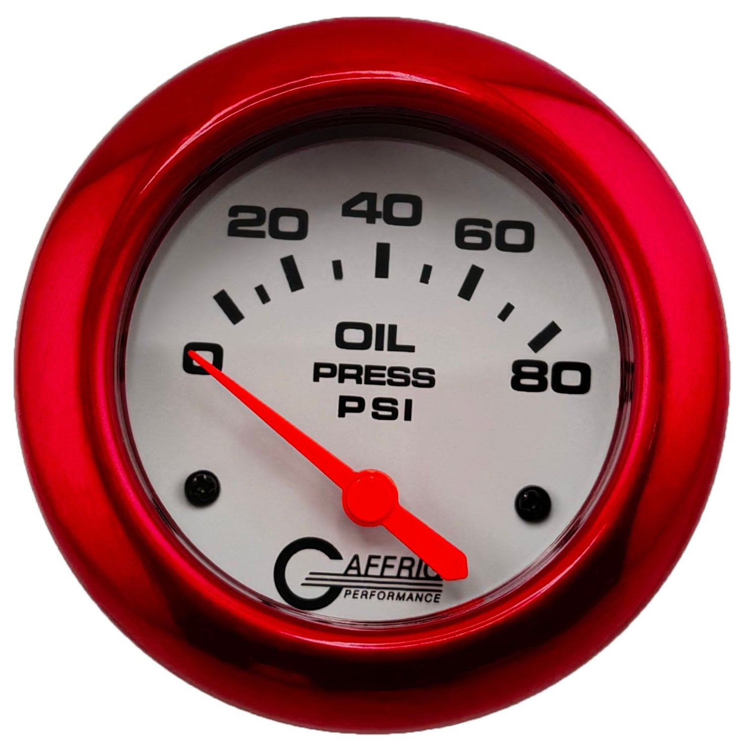 GAFFRIG PART #13001 2 5/8 INCH ELECTRIC OIL PRESSURE 0-80 PSI - INCLUDES SENDER WHITE