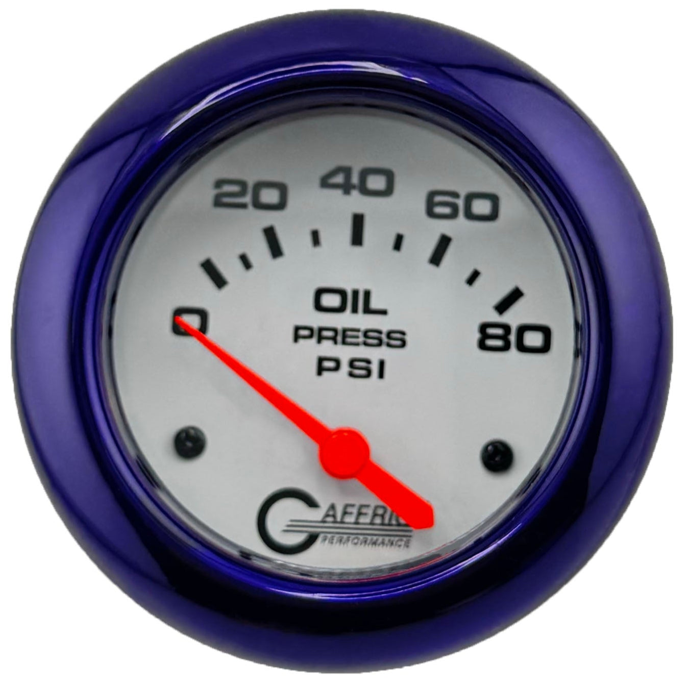 GAFFRIG PART #13001 2 5/8 INCH ELECTRIC OIL PRESSURE 0-80 PSI - INCLUDES SENDER WHITE