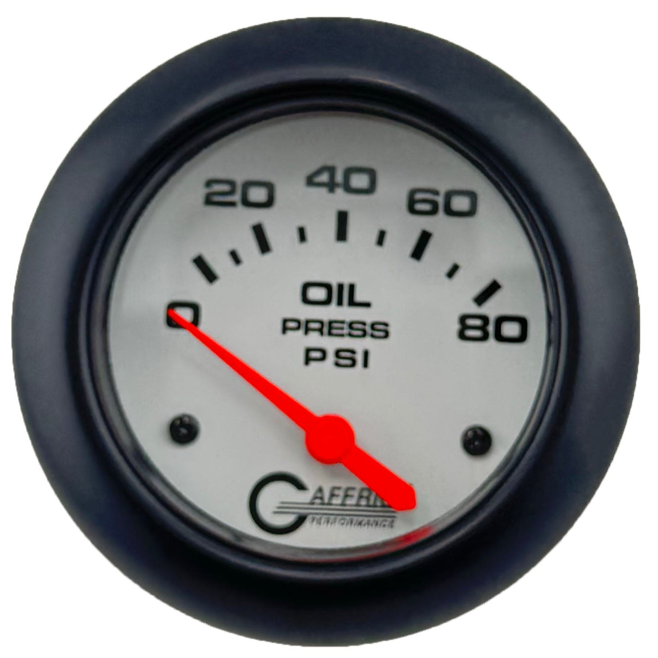 GAFFRIG PART #13001 2 5/8 INCH ELECTRIC OIL PRESSURE 0-80 PSI - INCLUDES SENDER WHITE