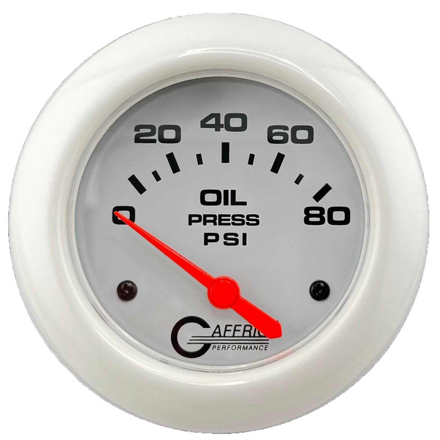 GAFFRIG PART #13001 2 5/8 INCH ELECTRIC OIL PRESSURE 0-80 PSI - INCLUDES SENDER WHITE