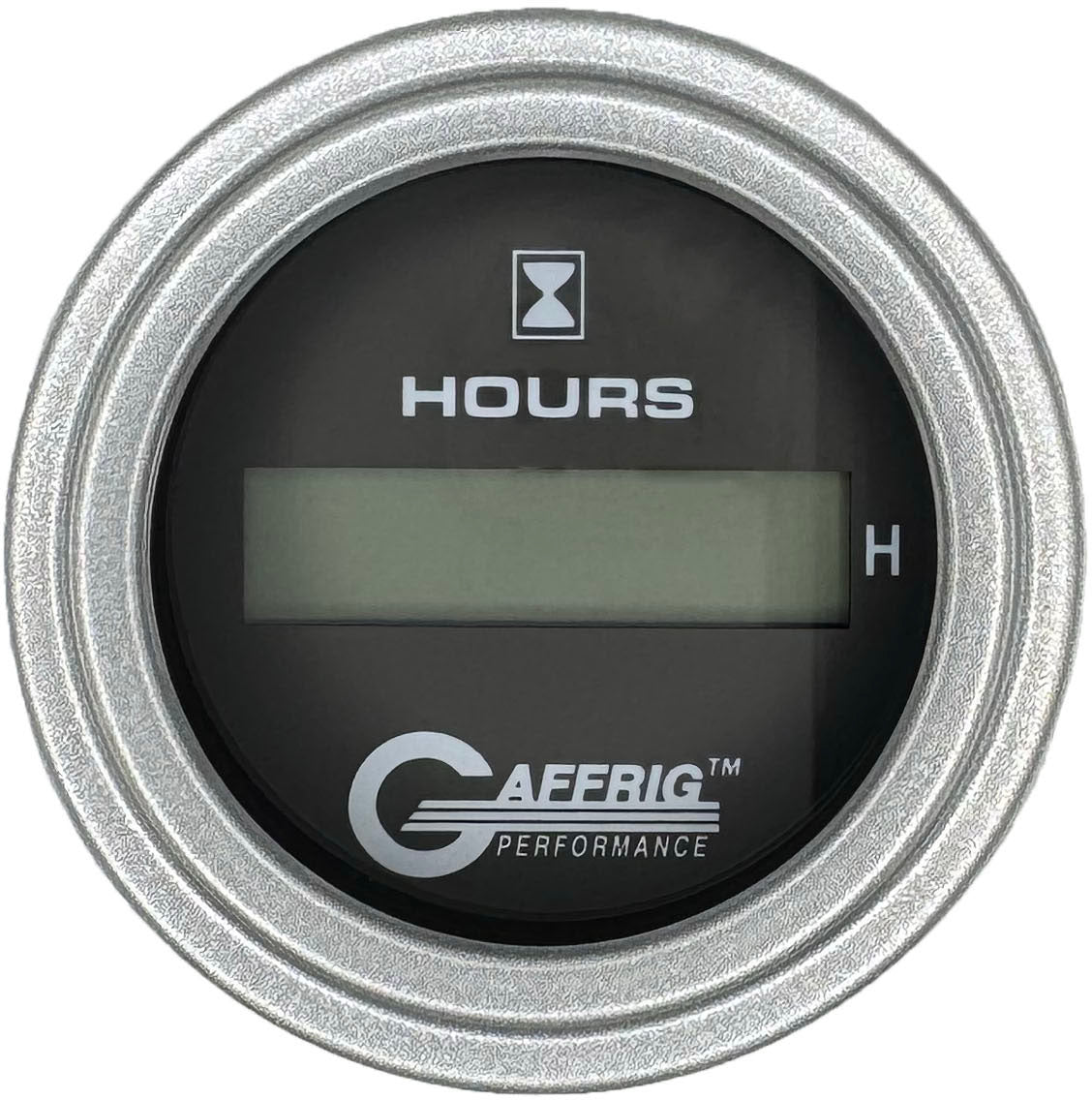 GAFFRIG PART #185010 2 INCH ELECTRIC ENGINE HOUR METER GAUGE BLACK PLATINUM / STEP RIM