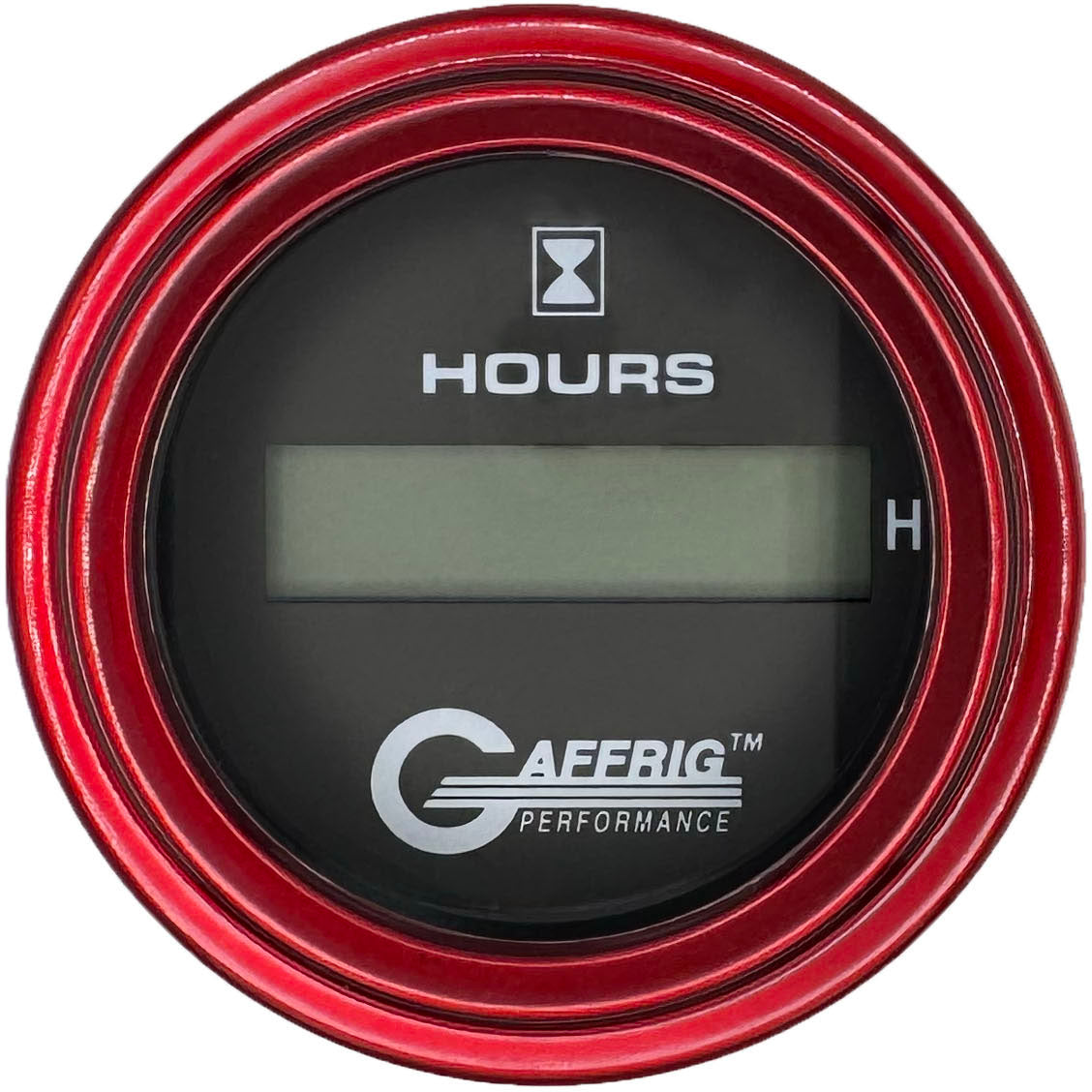 GAFFRIG PART #185010 2 INCH ELECTRIC ENGINE HOUR METER GAUGE BLACK RED / STEP RIM