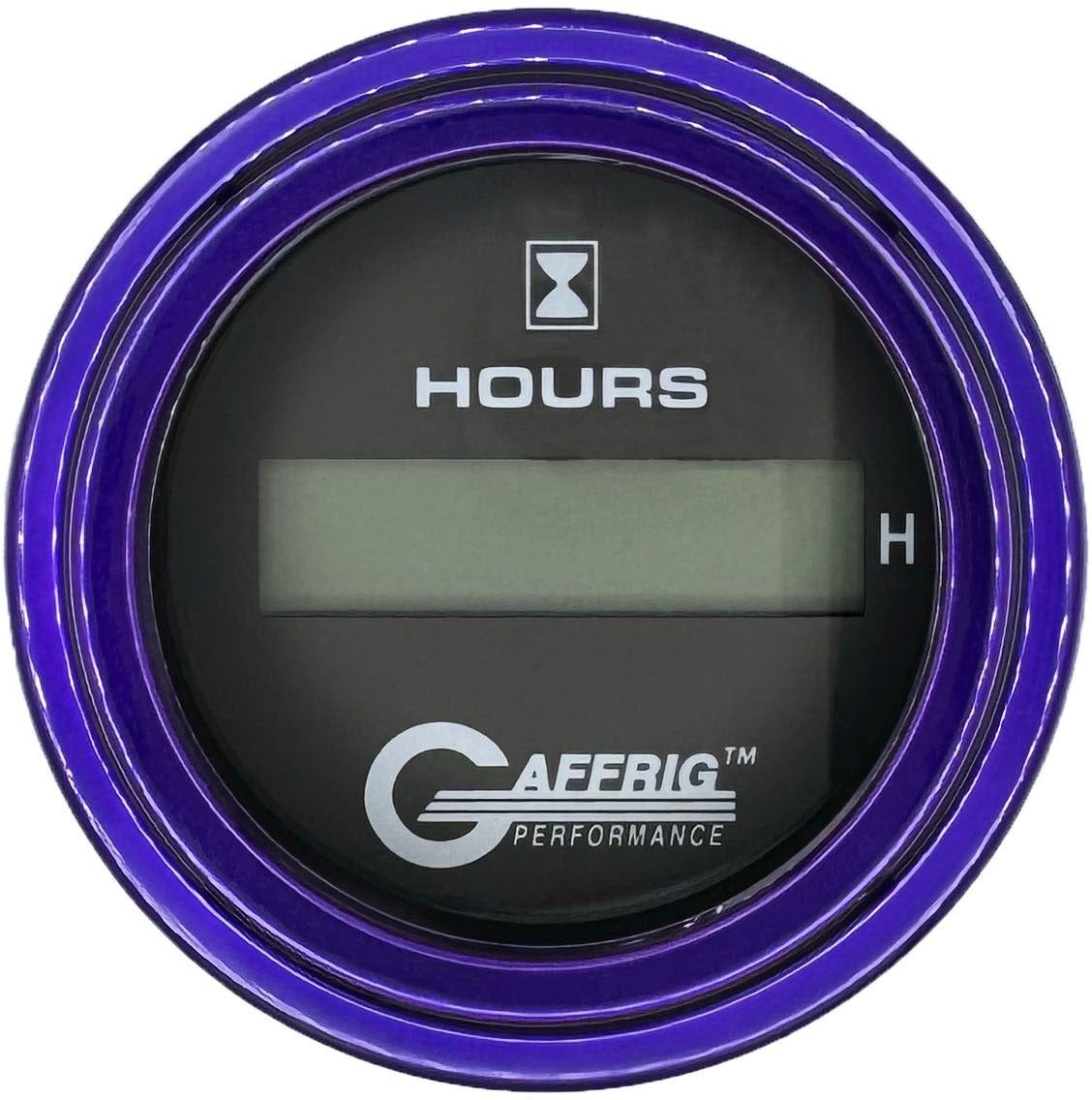 GAFFRIG PART #185010 2 INCH ELECTRIC ENGINE HOUR METER GAUGE BLACK PURPLE / STEP RIM