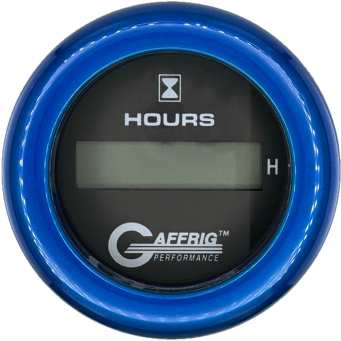 GAFFRIG PART #185010 2 INCH ELECTRIC ENGINE HOUR METER GAUGE BLACK BLUE / FAT RIM