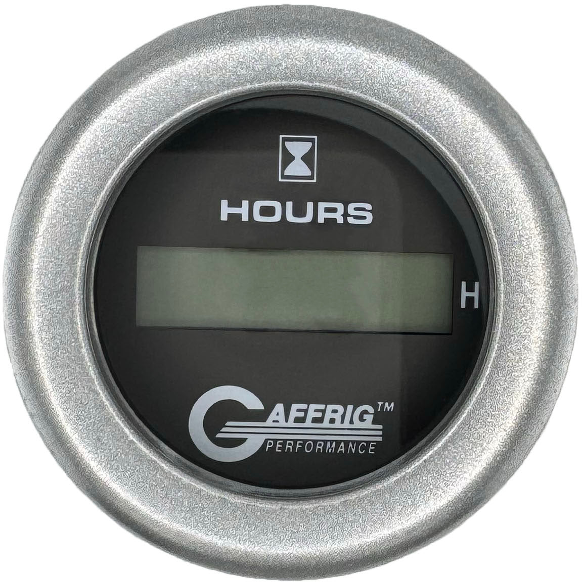 GAFFRIG PART #185010 2 INCH ELECTRIC ENGINE HOUR METER GAUGE BLACK PLATINUM / FAT RIM