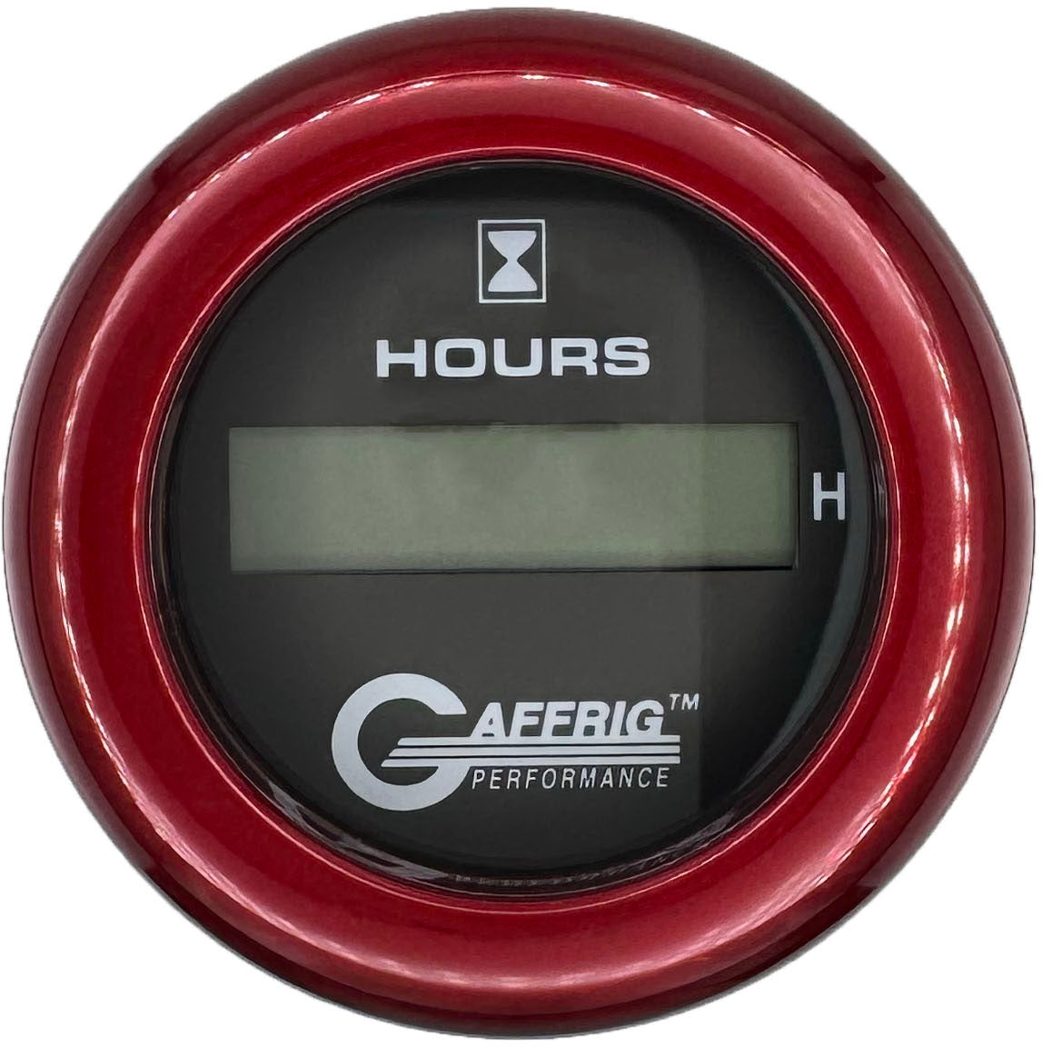 GAFFRIG PART #185010 2 INCH ELECTRIC ENGINE HOUR METER GAUGE BLACK RED / FAT RIM