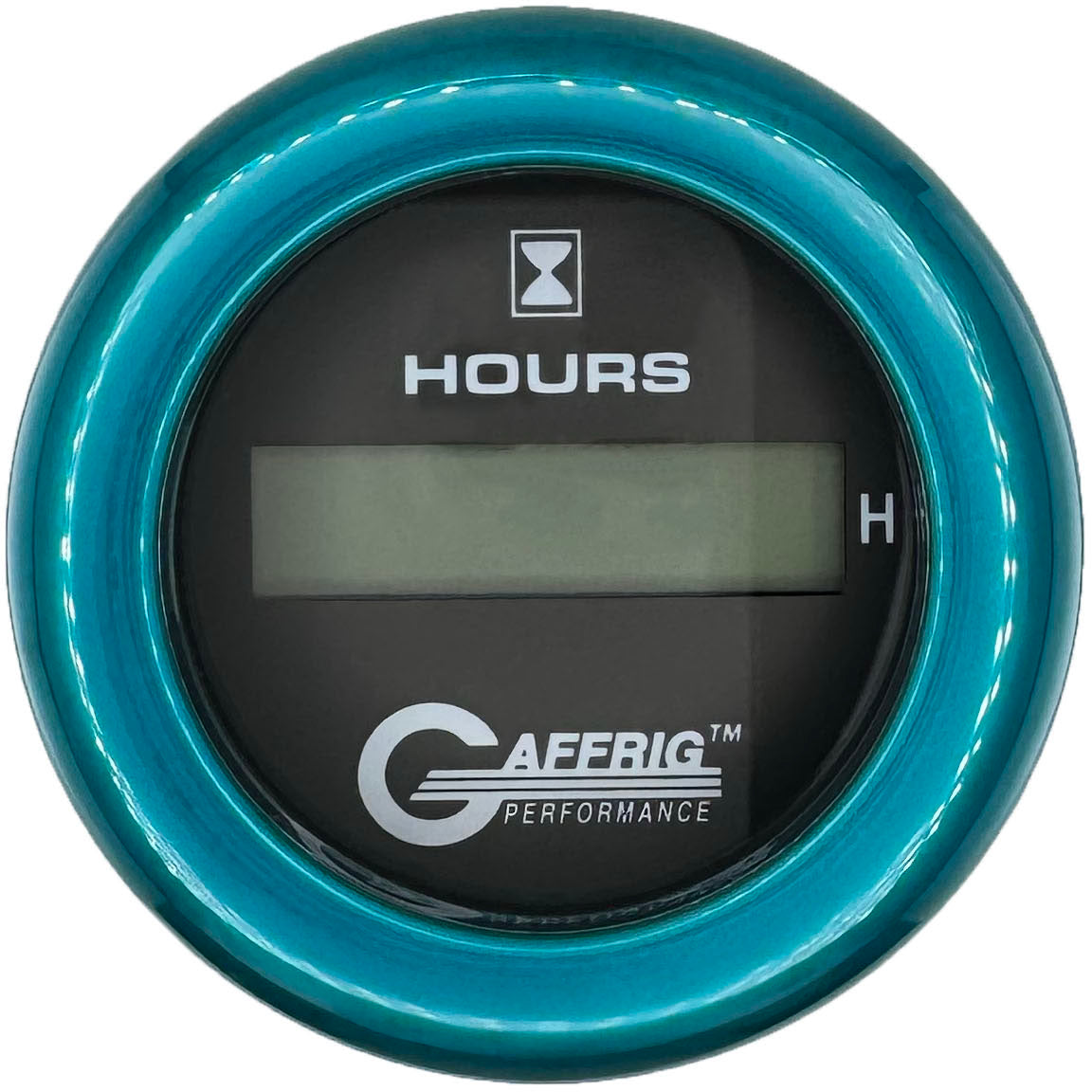 GAFFRIG PART #185010 2 INCH ELECTRIC ENGINE HOUR METER GAUGE BLACK TEAL / FAT RIM