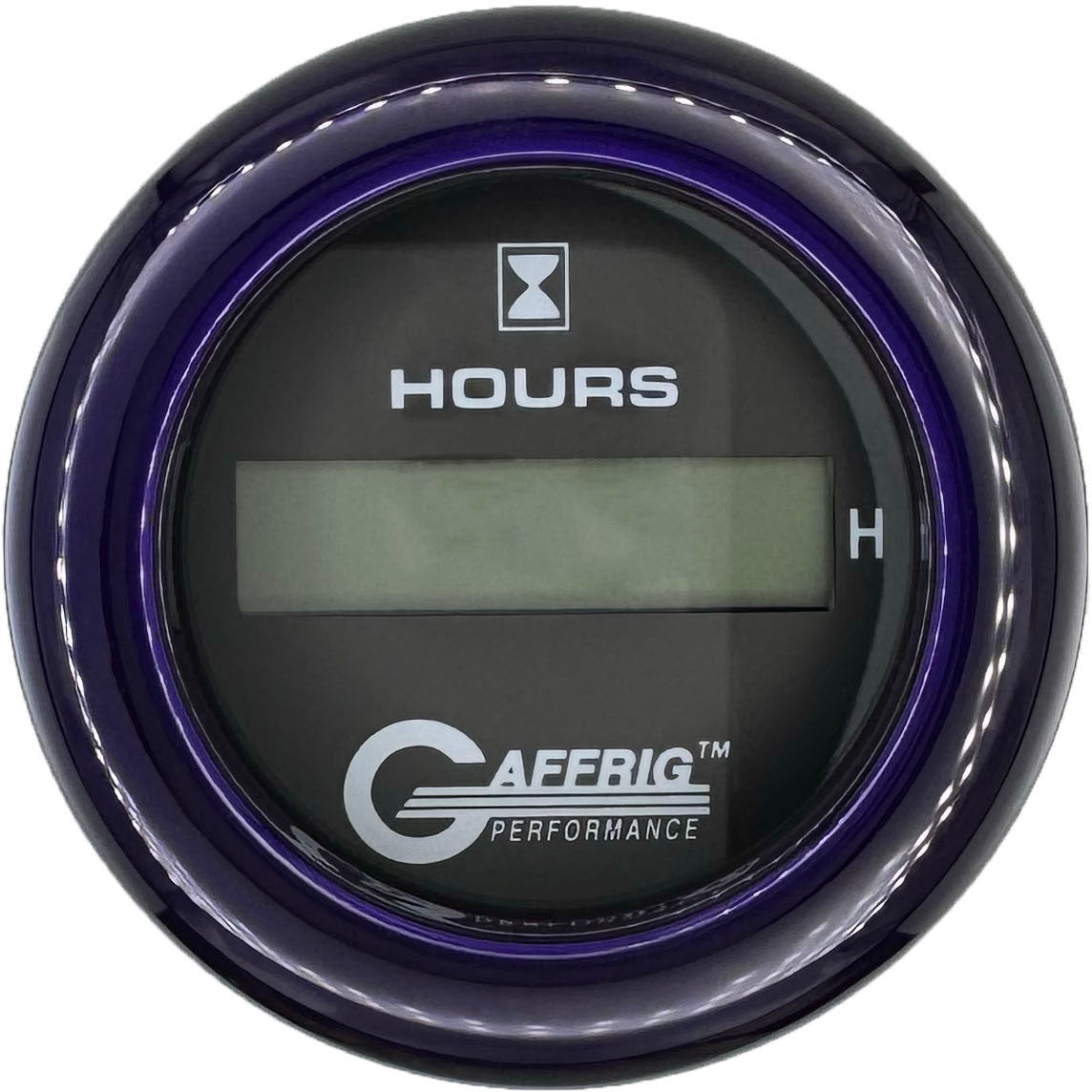 GAFFRIG PART #185010 2 INCH ELECTRIC ENGINE HOUR METER GAUGE BLACK PURPLE / FAT RIM