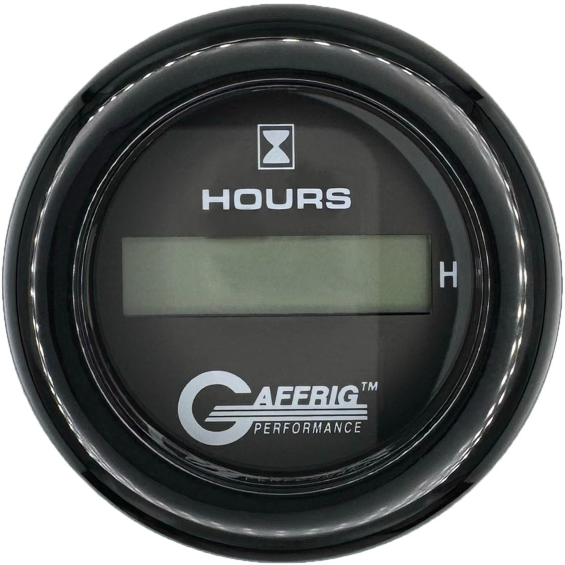 GAFFRIG PART #185010 2 INCH ELECTRIC ENGINE HOUR METER GAUGE BLACK BLACK / FAT RIM