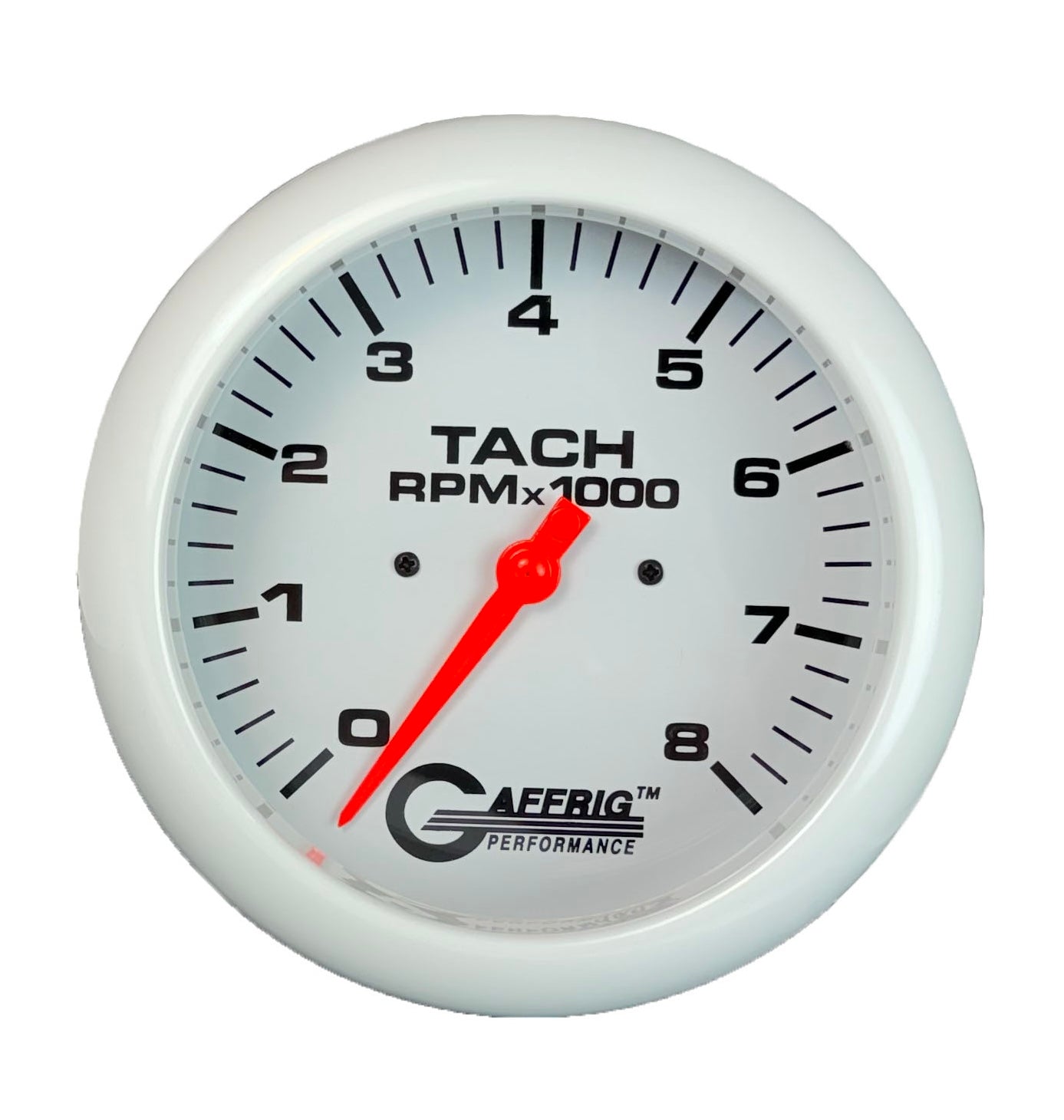 GAFFRIG PART #1910019 4 5/8 INCH ELECTRIC TACHOMETER GAUGE 0-8000 RPM WHITE