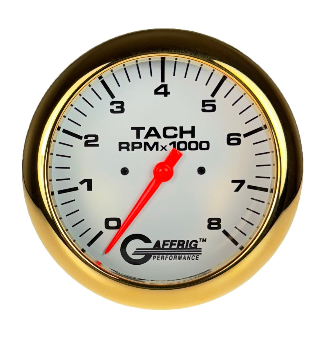GAFFRIG PART #1910019 4 5/8 INCH ELECTRIC TACHOMETER GAUGE 0-8000 RPM WHITE