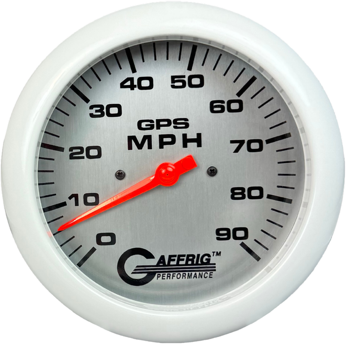 GAFFRIG PART #194548 4 5/8 INCH GPS ANALOG 90 MPH SPEEDOMETER GAUGE KIT PLATINUM WHITE