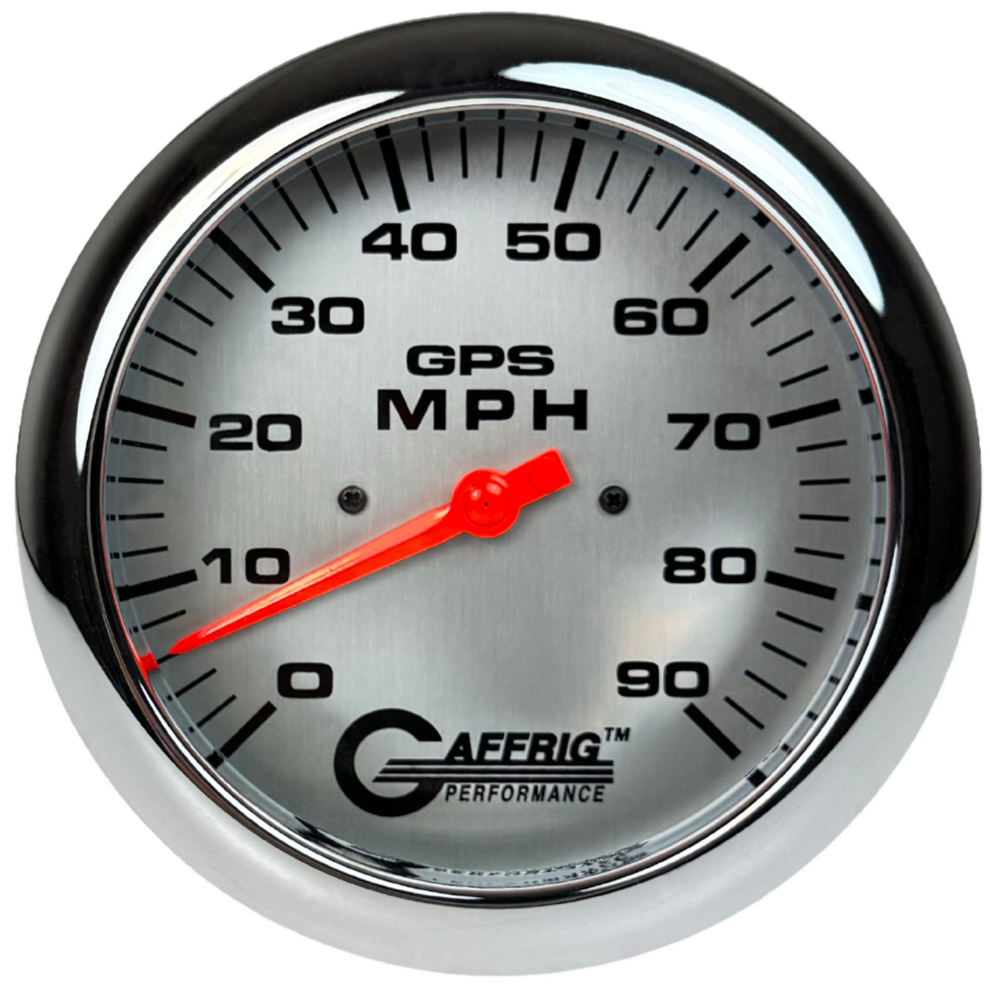GAFFRIG PART #194548 4 5/8 INCH GPS ANALOG 90 MPH SPEEDOMETER GAUGE KIT PLATINUM CHROME
