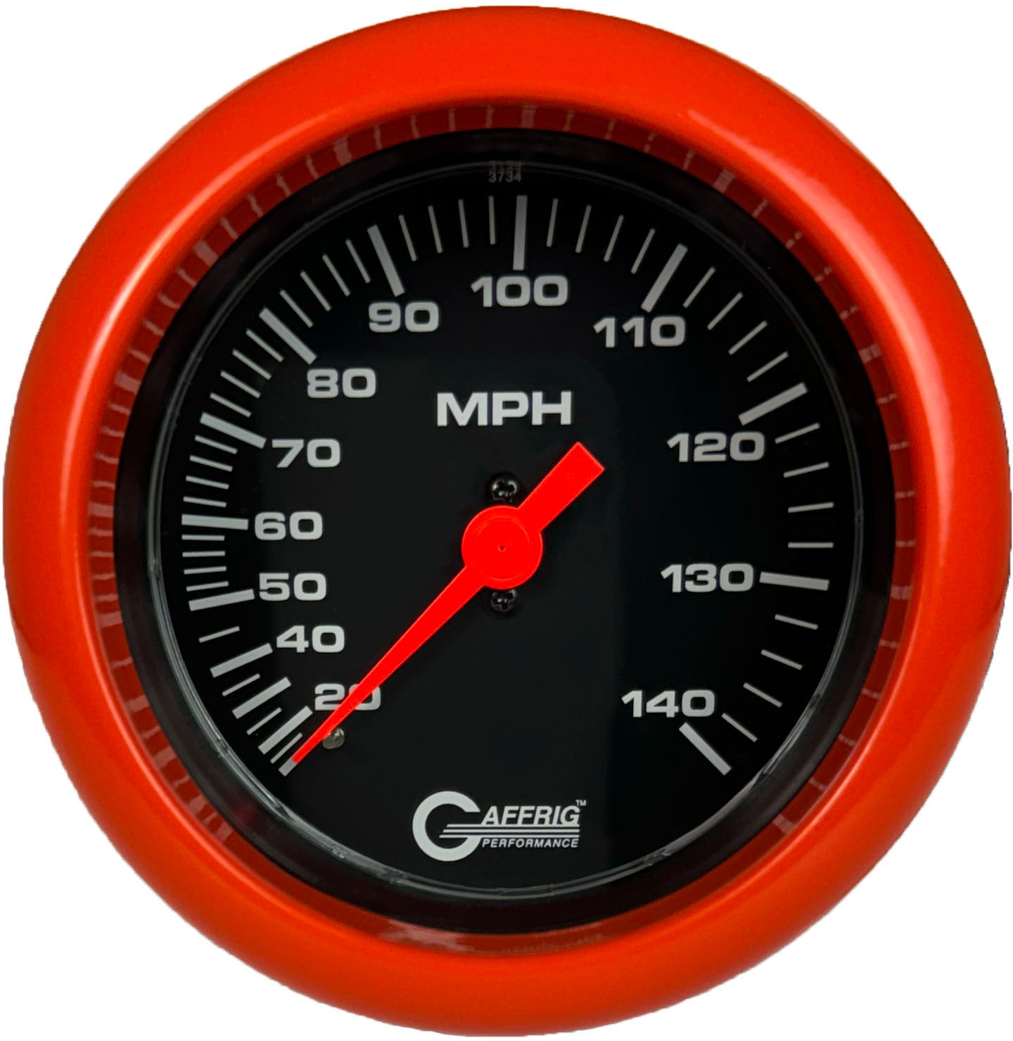 GAFFRIG PART #4030 3 3/8 INCH MECHANICAL DRY SPEEDOMETER GAUGE 140 MPH KIT BLACK ORANGE / STEP RIM