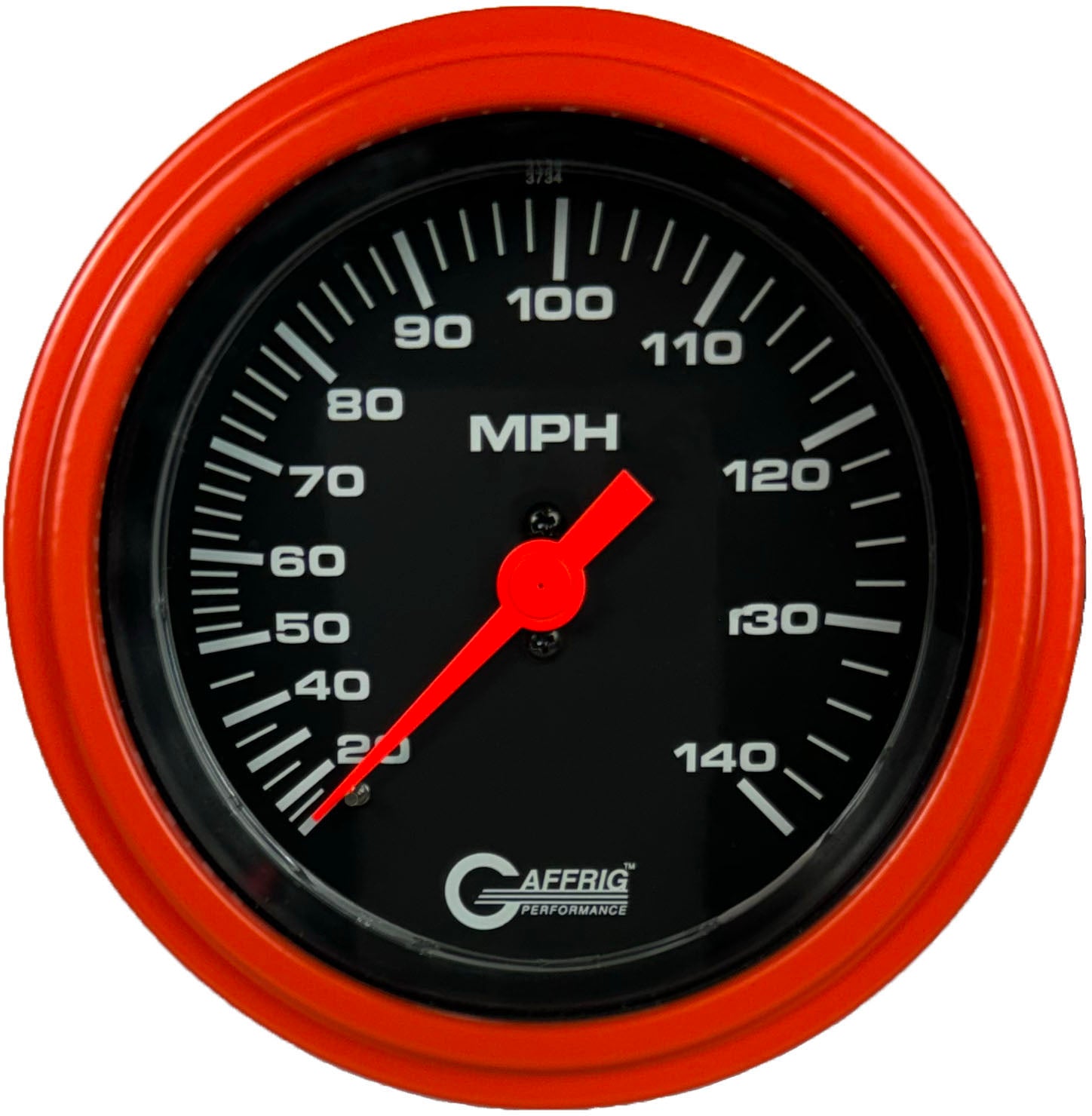 GAFFRIG PART #4030 3 3/8 INCH MECHANICAL DRY SPEEDOMETER GAUGE 140 MPH KIT BLACK ORANGE / STEP RIM