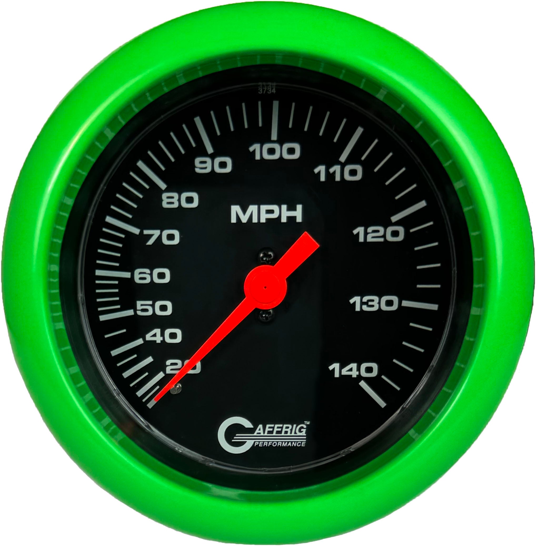 GAFFRIG PART #4030 3 3/8 INCH MECHANICAL DRY SPEEDOMETER GAUGE 140 MPH KIT BLACK LIME GREEN / STEP RIM