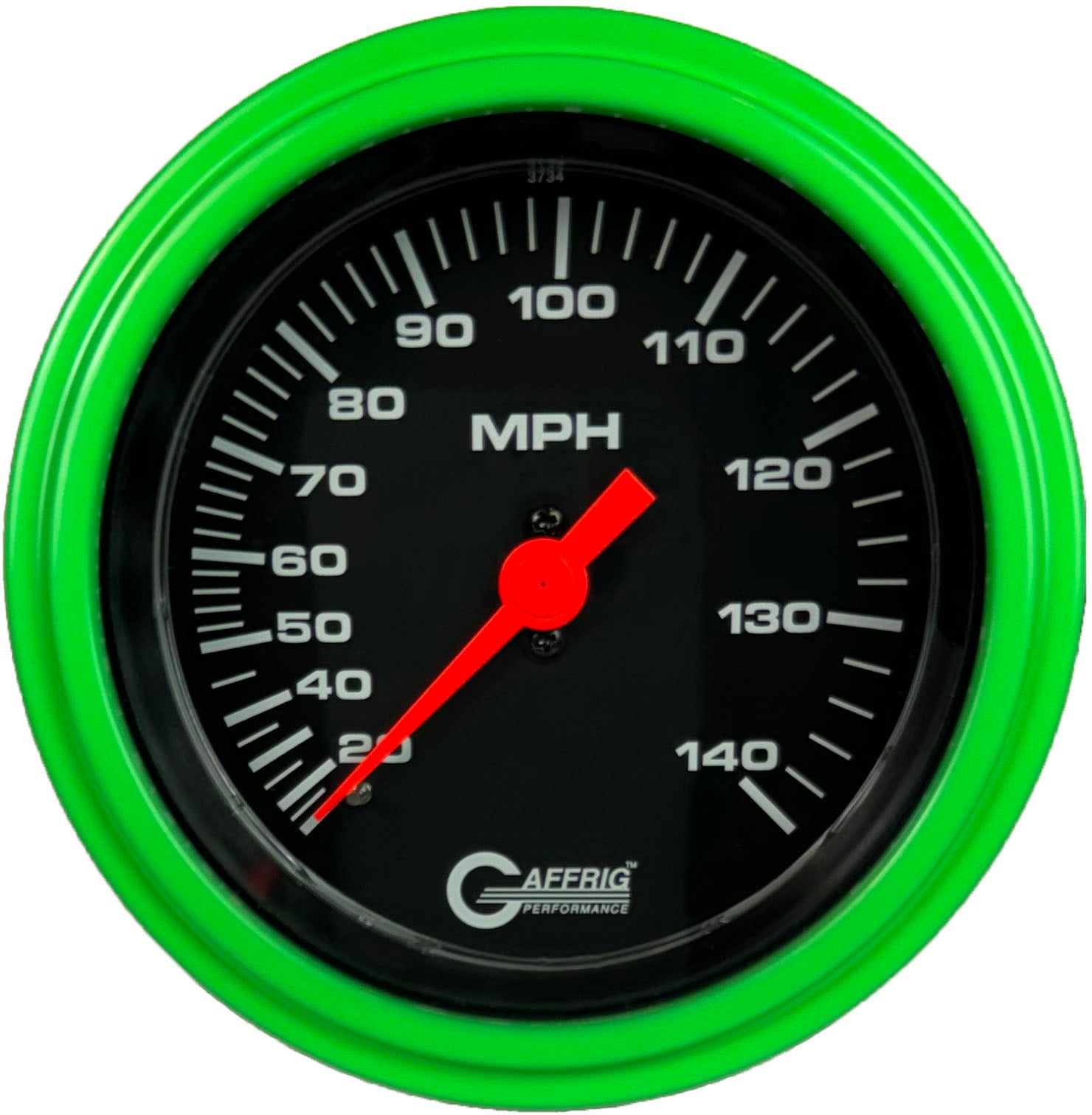 GAFFRIG PART #4030 3 3/8 INCH MECHANICAL DRY SPEEDOMETER GAUGE 140 MPH KIT BLACK LIME GREEN / STEP RIM