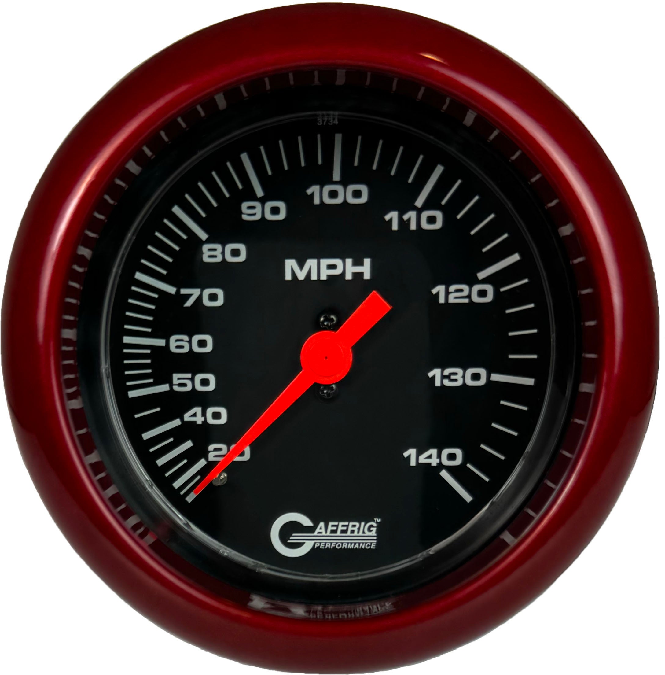 GAFFRIG PART #4030 3 3/8 INCH MECHANICAL DRY SPEEDOMETER GAUGE 140 MPH KIT BLACK RED / STEP RIM