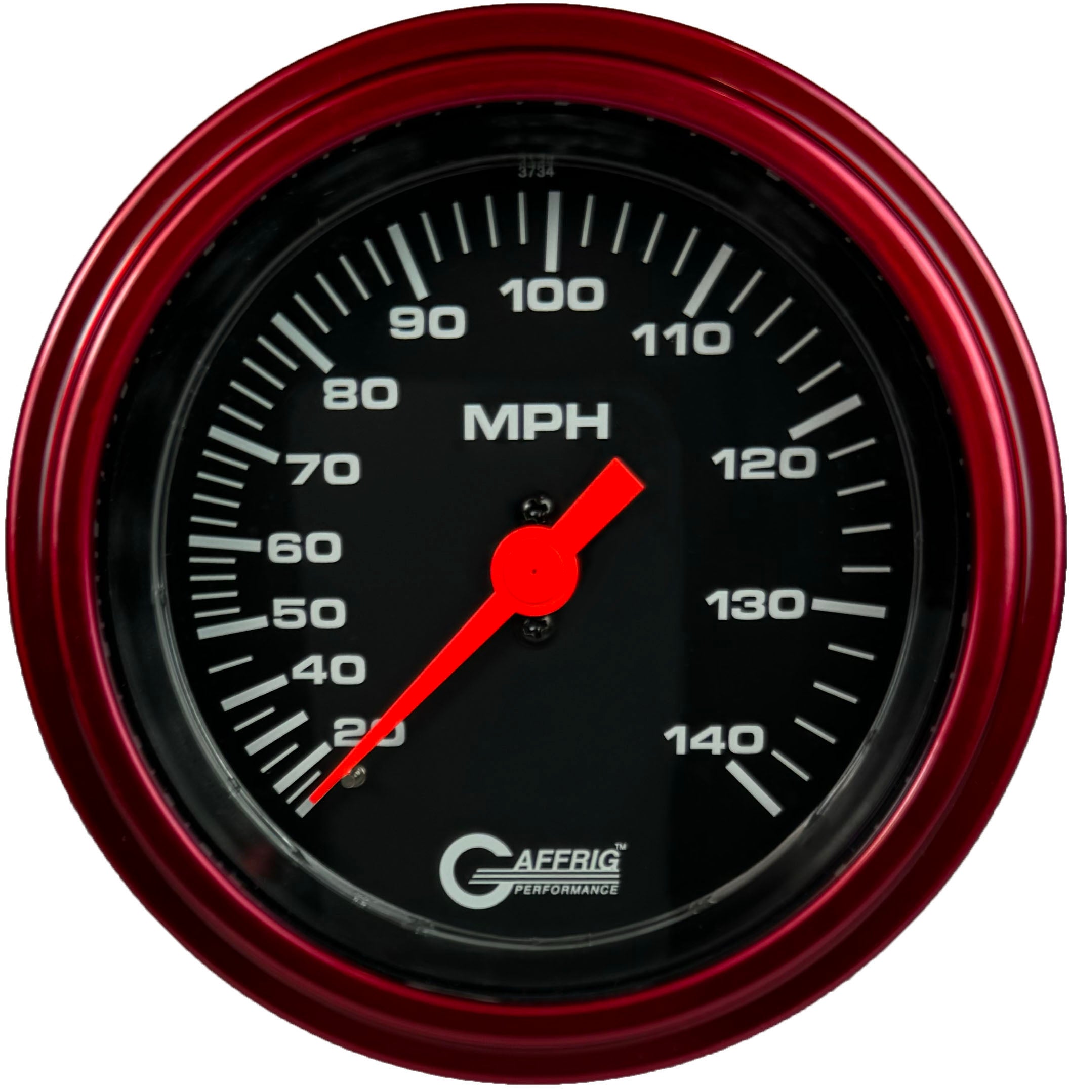 GAFFRIG PART #4030 3 3/8 INCH MECHANICAL DRY SPEEDOMETER GAUGE 140 MPH KIT BLACK RED / STEP RIM