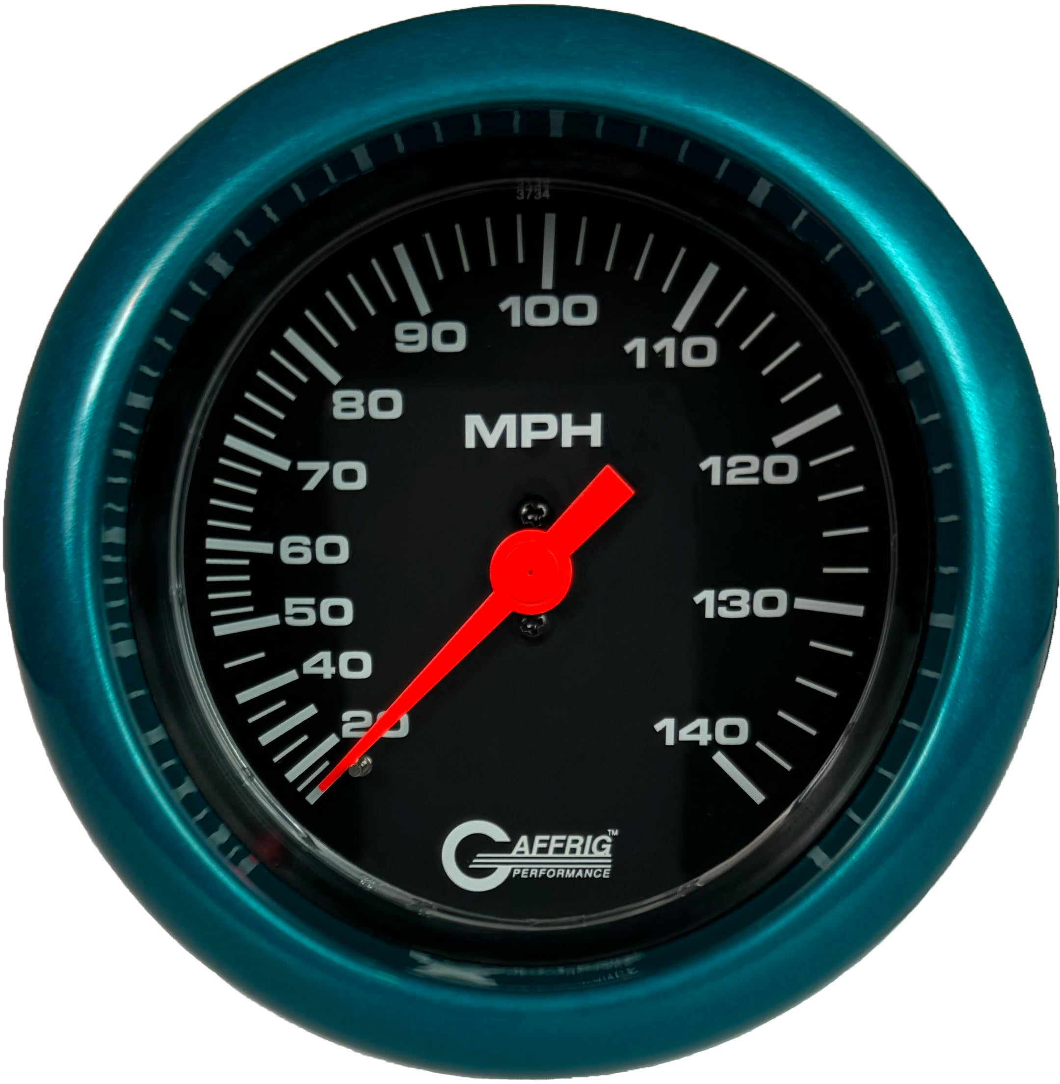 GAFFRIG PART #4030 3 3/8 INCH MECHANICAL DRY SPEEDOMETER GAUGE 140 MPH KIT BLACK TEAL / STEP RIM