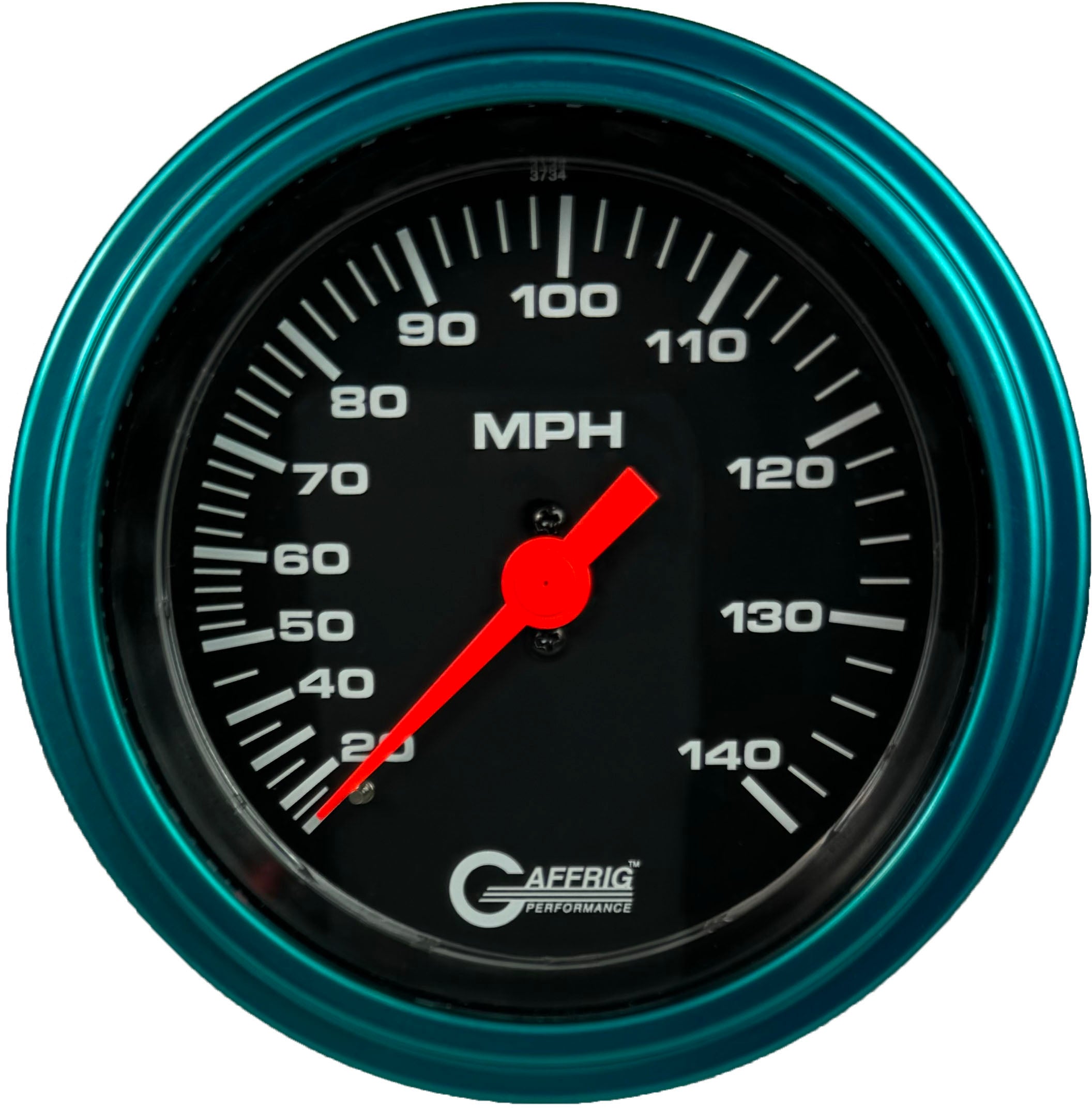 GAFFRIG PART #4030 3 3/8 INCH MECHANICAL DRY SPEEDOMETER GAUGE 140 MPH KIT BLACK TEAL / STEP RIM