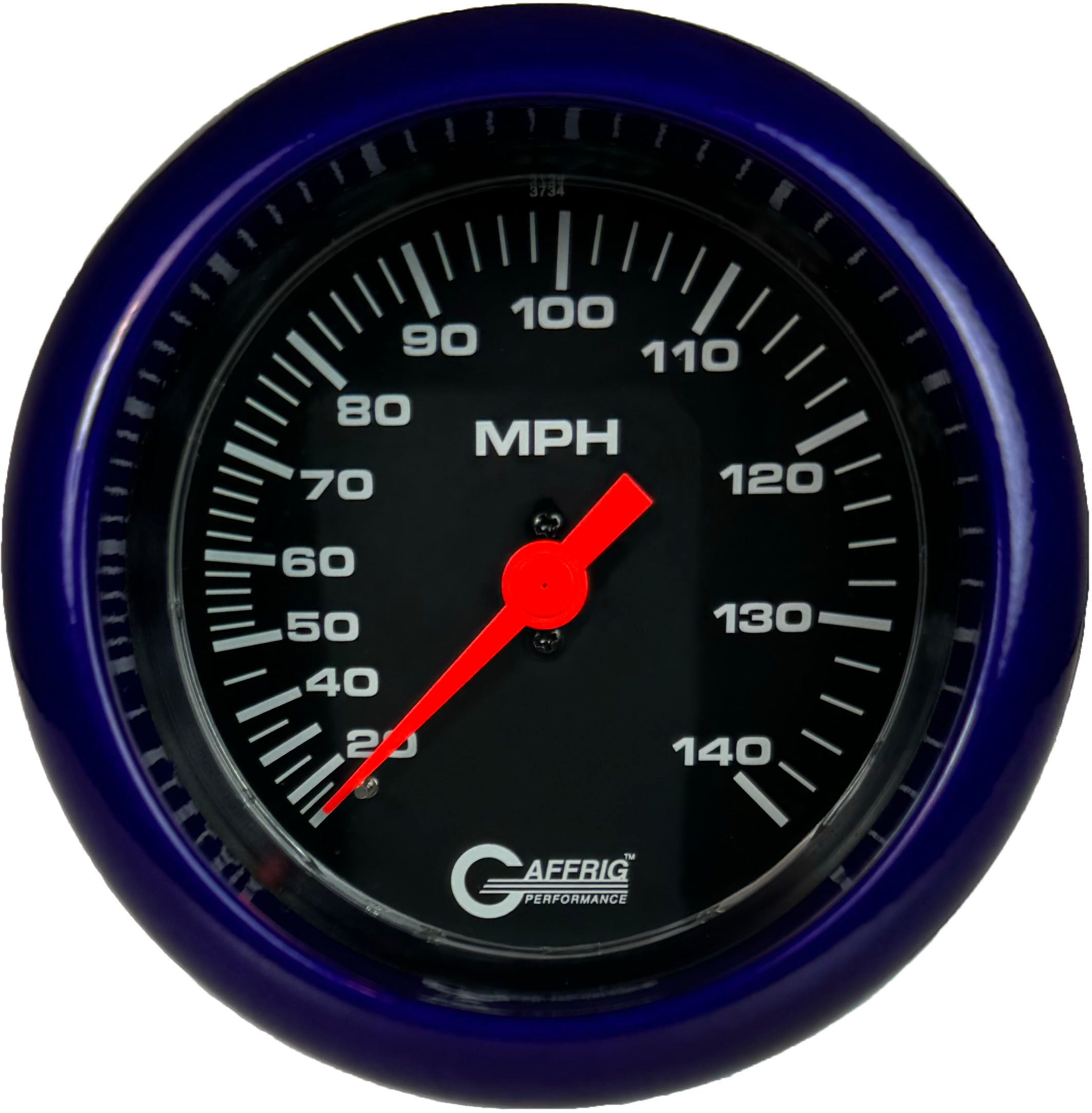 GAFFRIG PART #4030 3 3/8 INCH MECHANICAL DRY SPEEDOMETER GAUGE 140 MPH KIT BLACK PURPLE / STEP RIM