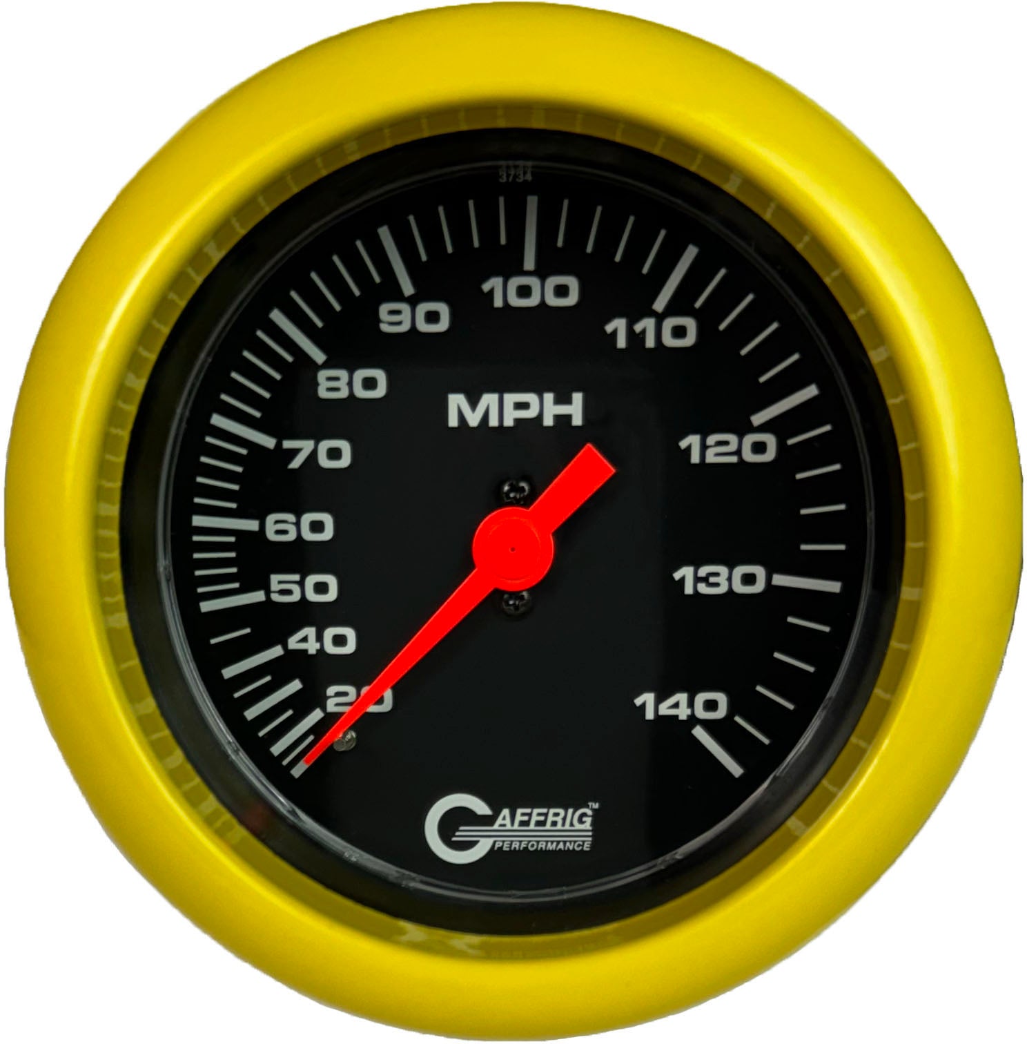 GAFFRIG PART #4030 3 3/8 INCH MECHANICAL DRY SPEEDOMETER GAUGE 140 MPH KIT BLACK YELLOW / STEP RIM