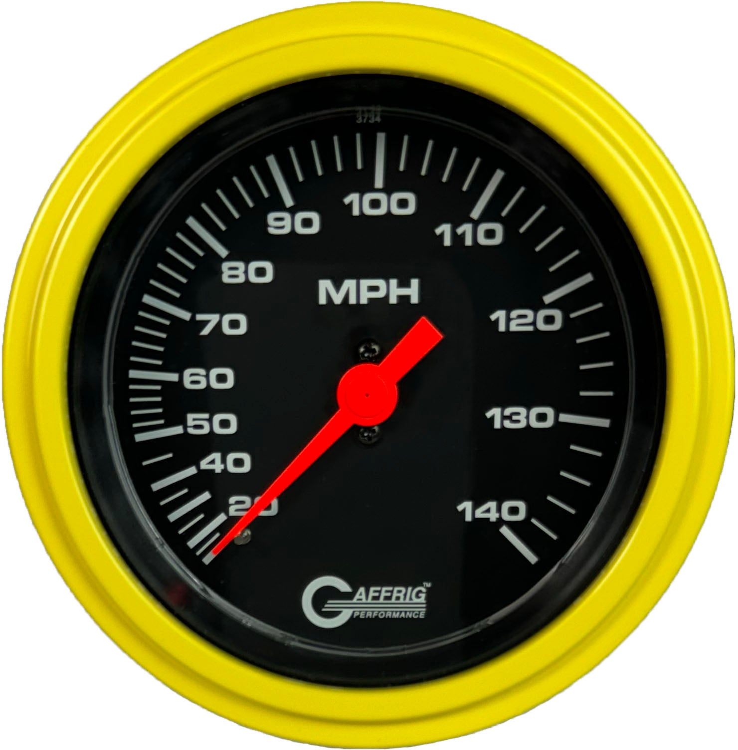 GAFFRIG PART #4030 3 3/8 INCH MECHANICAL DRY SPEEDOMETER GAUGE 140 MPH KIT BLACK YELLOW / STEP RIM