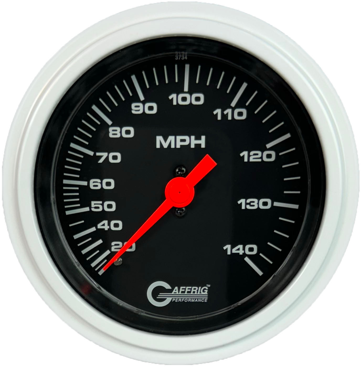 GAFFRIG PART #4030 3 3/8 INCH MECHANICAL DRY SPEEDOMETER GAUGE 140 MPH KIT BLACK WHITE / STEP RIM