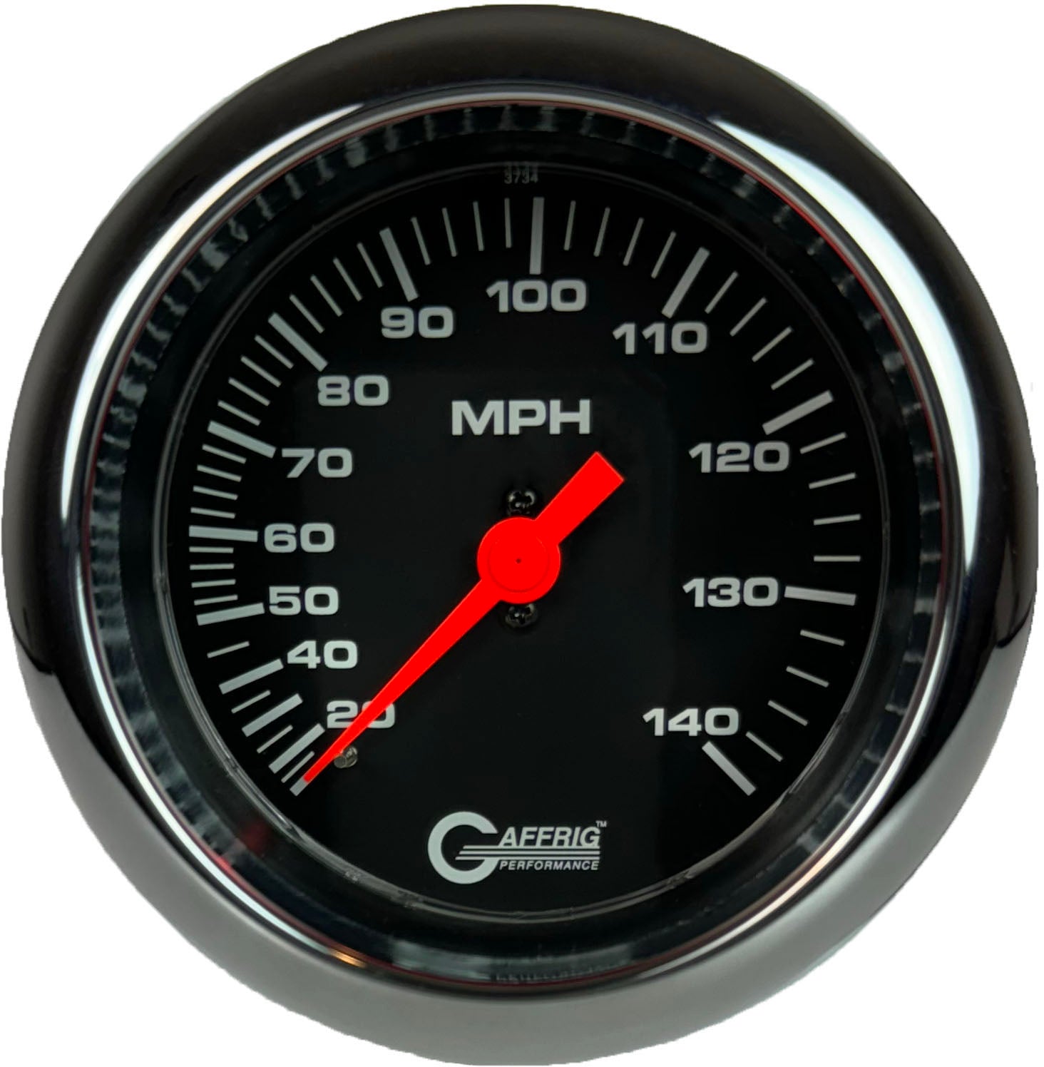 GAFFRIG PART #4030 3 3/8 INCH MECHANICAL DRY SPEEDOMETER GAUGE 140 MPH KIT BLACK CHROME / STEP RIM