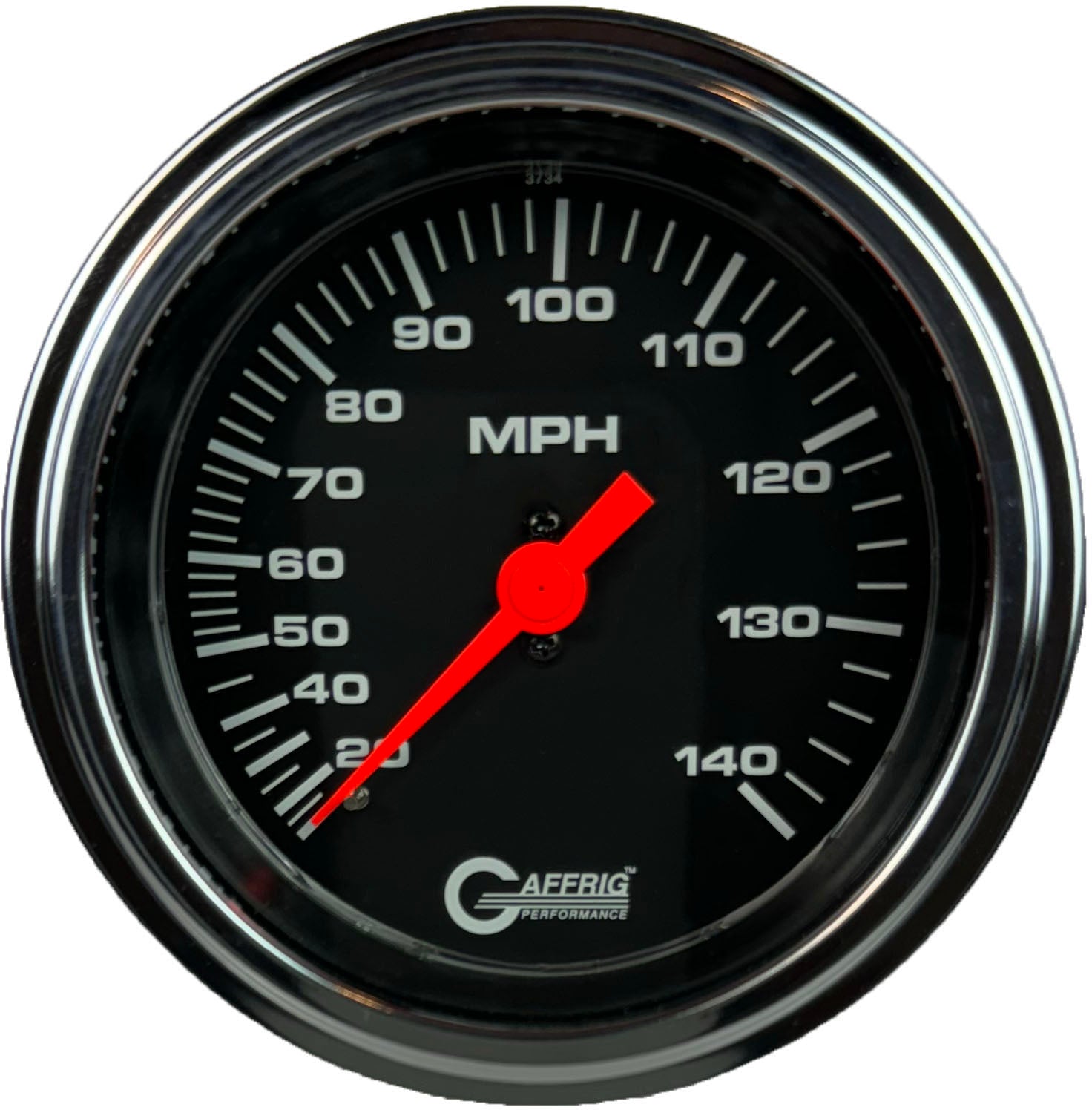 GAFFRIG PART #4030 3 3/8 INCH MECHANICAL DRY SPEEDOMETER GAUGE 140 MPH KIT BLACK CHROME / STEP RIM