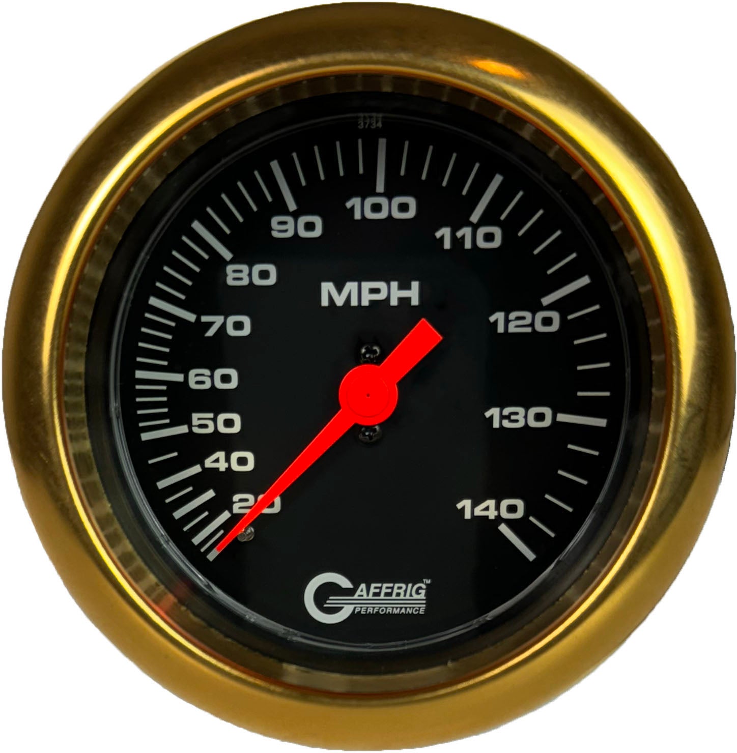 GAFFRIG PART #4030 3 3/8 INCH MECHANICAL DRY SPEEDOMETER GAUGE 140 MPH KIT BLACK GOLD / STEP RIM